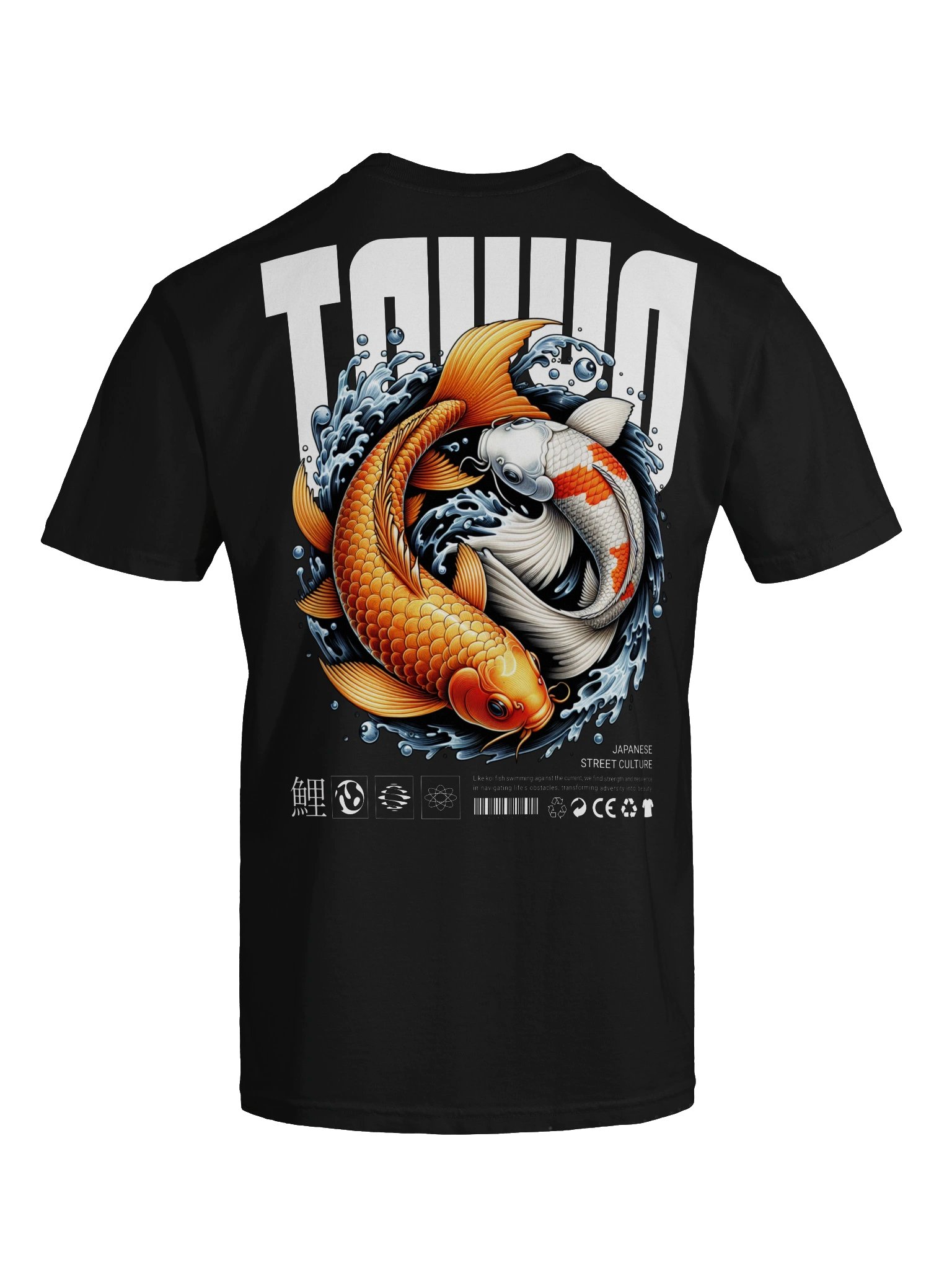 Tokyo Koi Fish Yin Yang Graphic Tee – Japanese Streetwear Oversized T-Shirt product image (3)