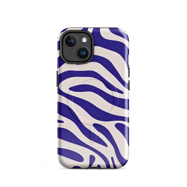 Wavy Lines (Blue and White) MagSafe® Tough Case for iPhone® product image (2)