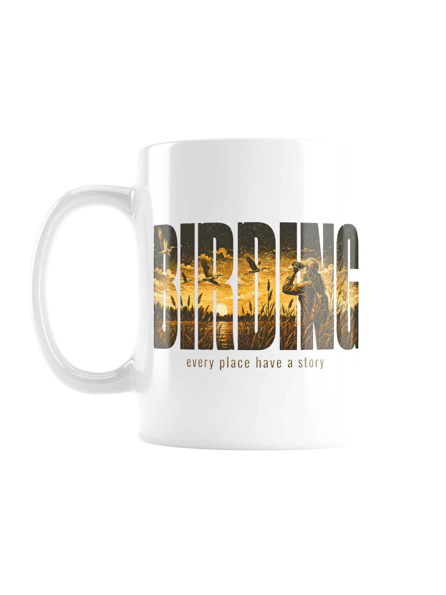 Birding Sunset Ceramic Mug – Nature Scenic Coffee Cup & Birder Gift product image (1)