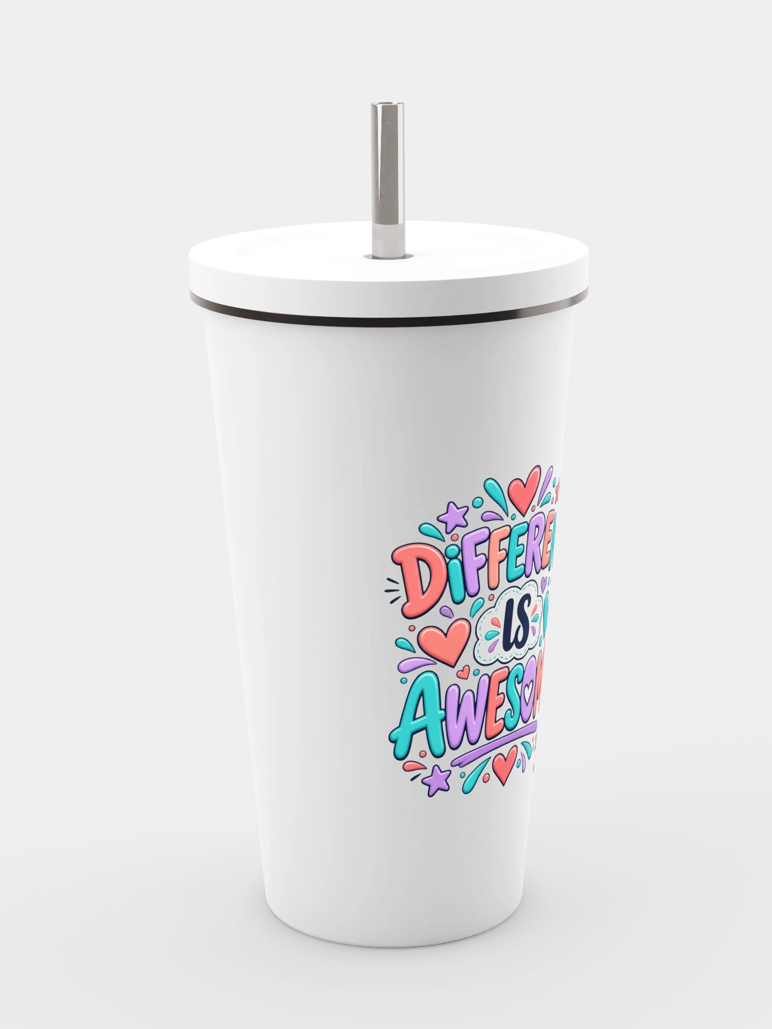 Stainless Steel Insulated Inspirational Tumbler with a Straw - Awesome is Different product image (4)