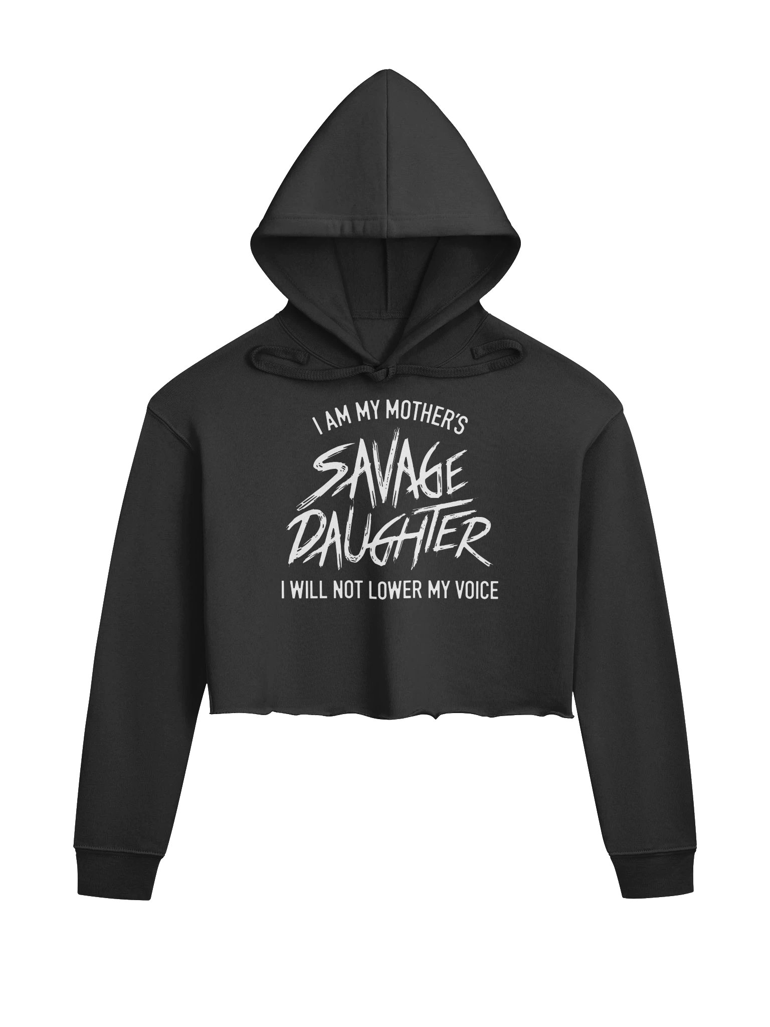 Savage Daughter Crop Hoodie (white print) product image (1)
