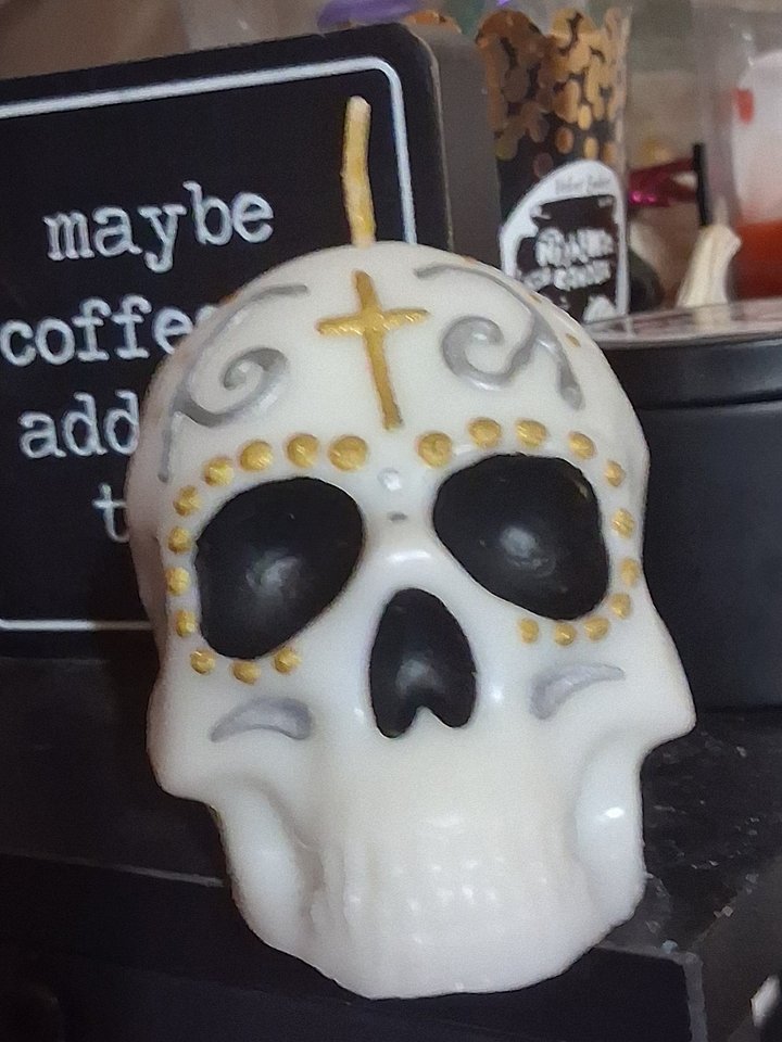 Large Sugar Skull Candle product image (1)