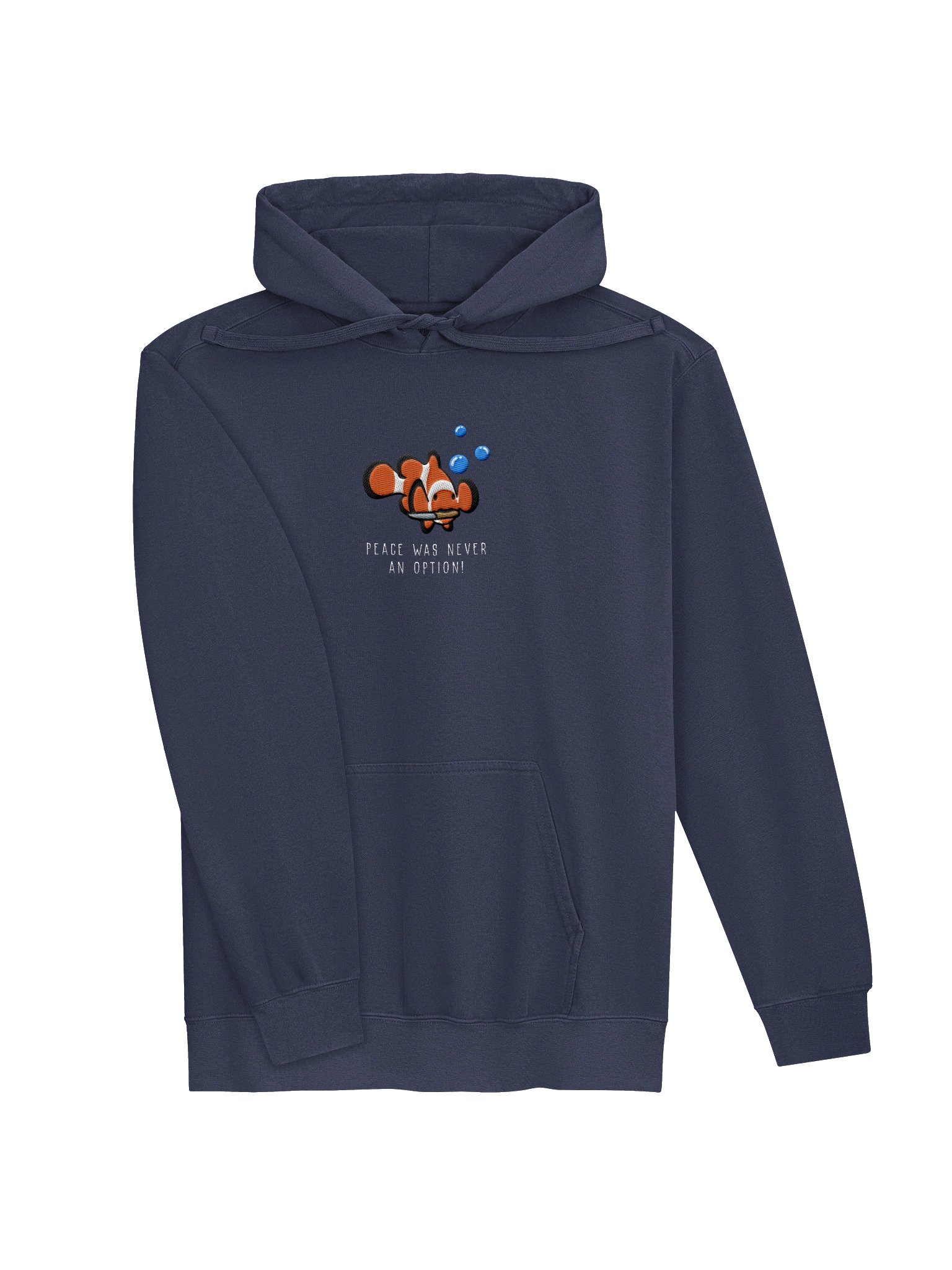 Peace Was Never an Option Clownfish Embroidered Premium Hoodie | Saltwater Reef Aquarium Fish & Marine Life Apparel product image (6)