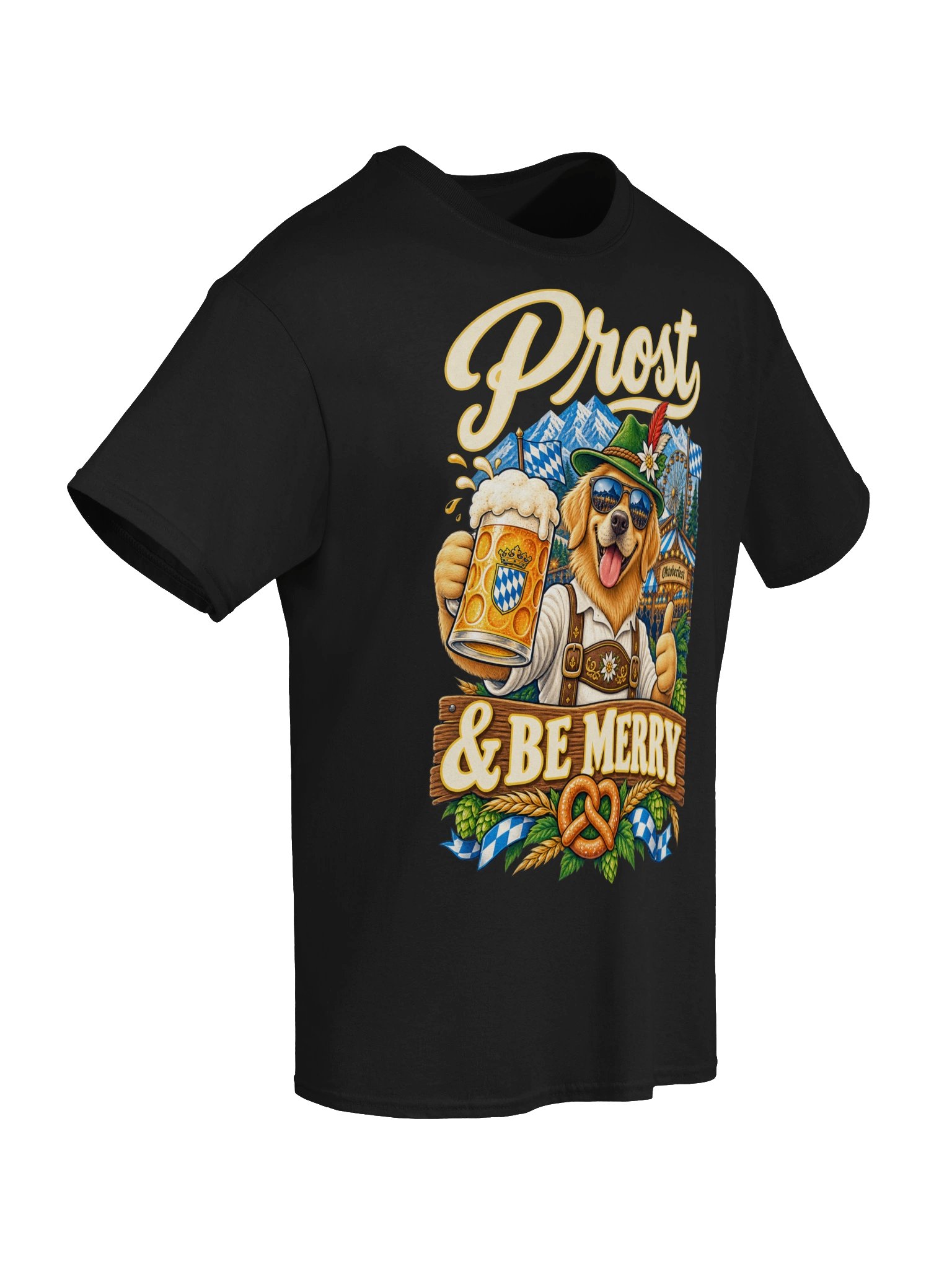 Prost & Be Merry Funny Oktoberfest Golden Retriever Vintage Tee product image (65)