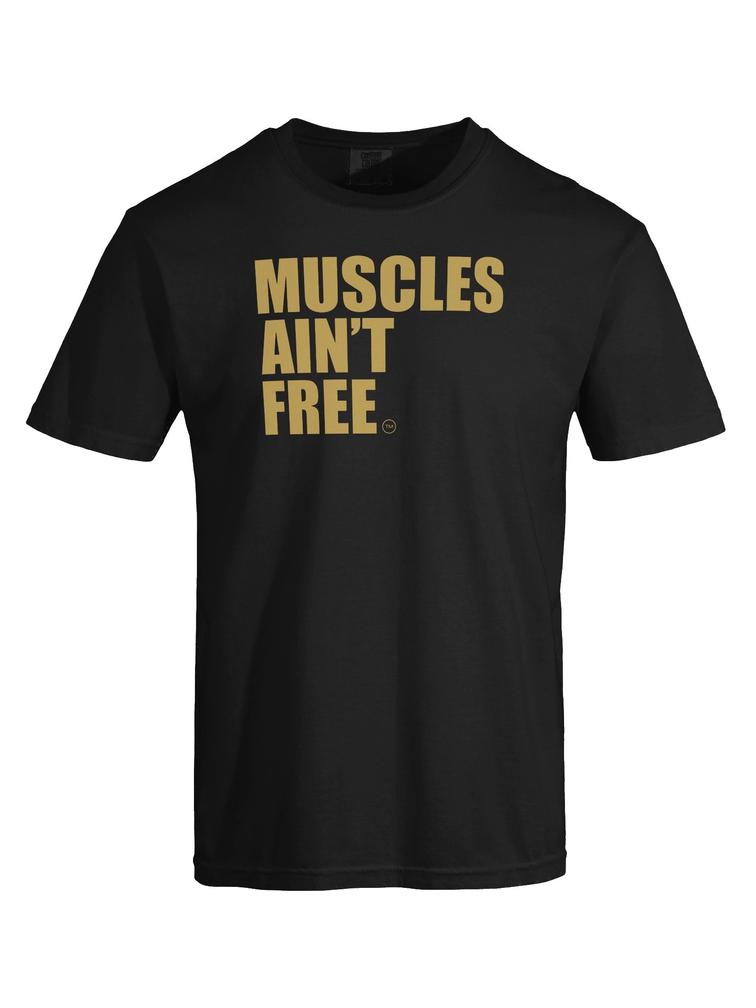 The "Muscles Ain't Free" Minimalist Gold Vintage Heavyweight Tee product image (121)