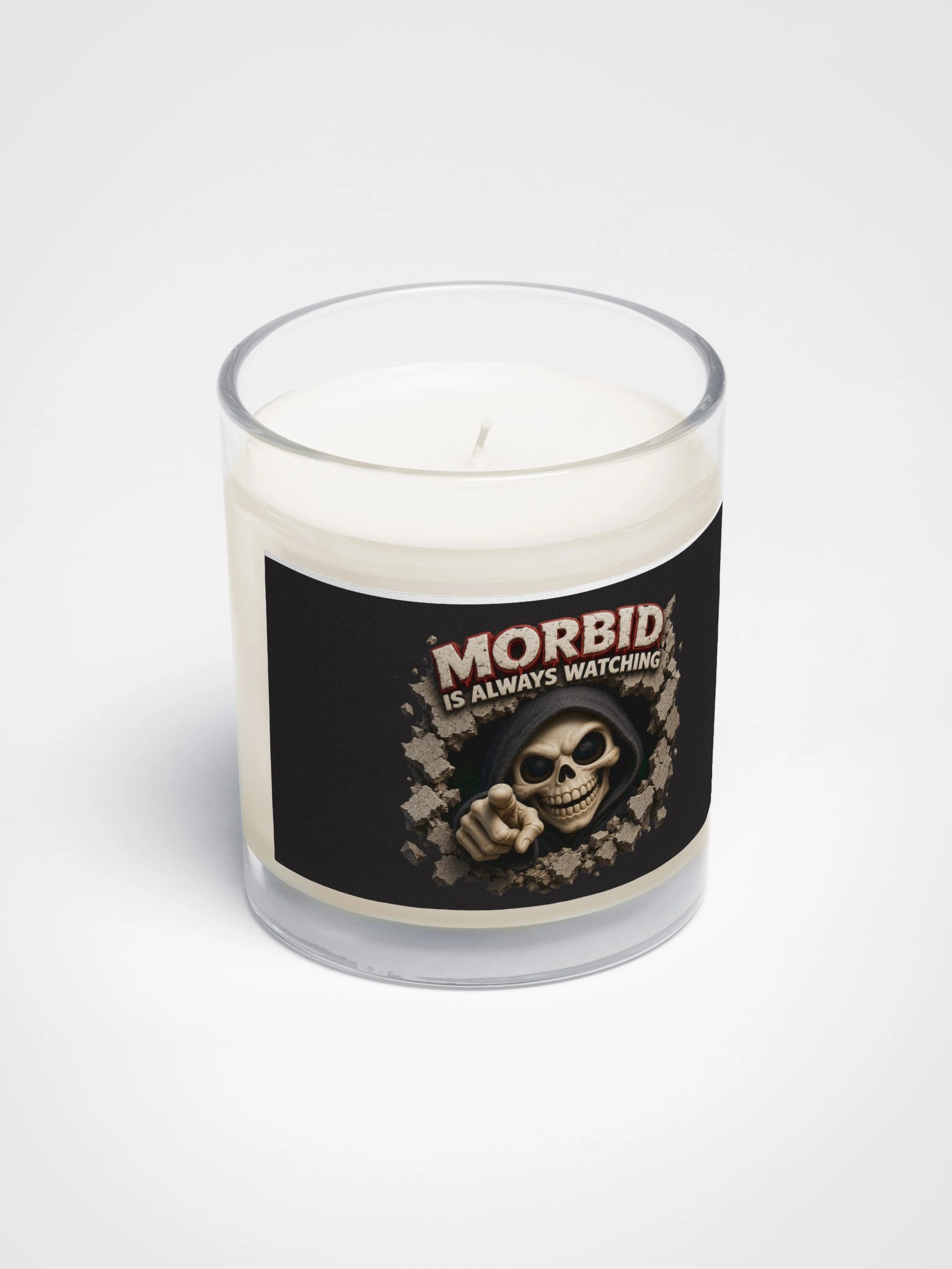 ''Morbid is Always Watching 2.0'' Soy Wax Candle In A Clear Glass Jar product image (3)