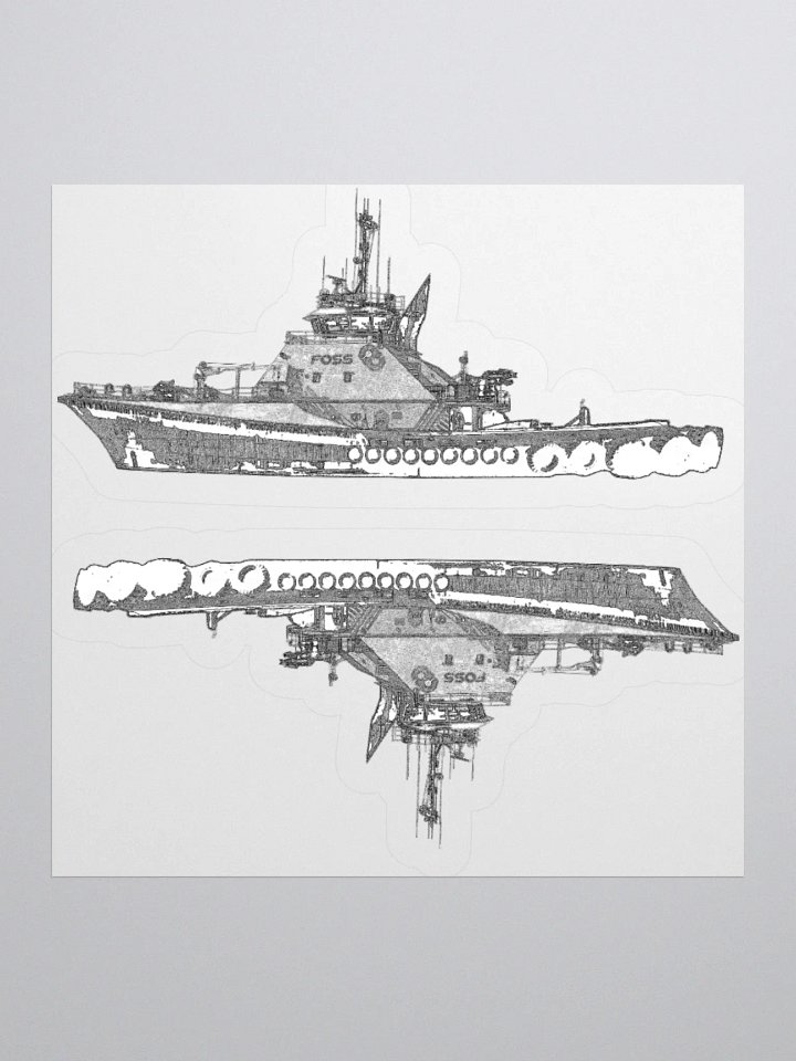 1 Foss Tugboat Sketch Kiss Cut Stickers product image (1)