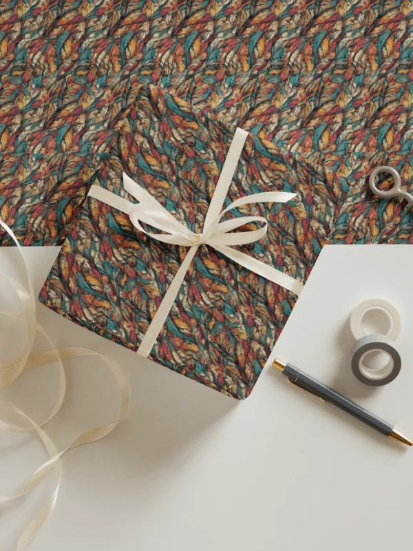Earthy Leaves and Feathers Wrapping Paper Set product image (3)
