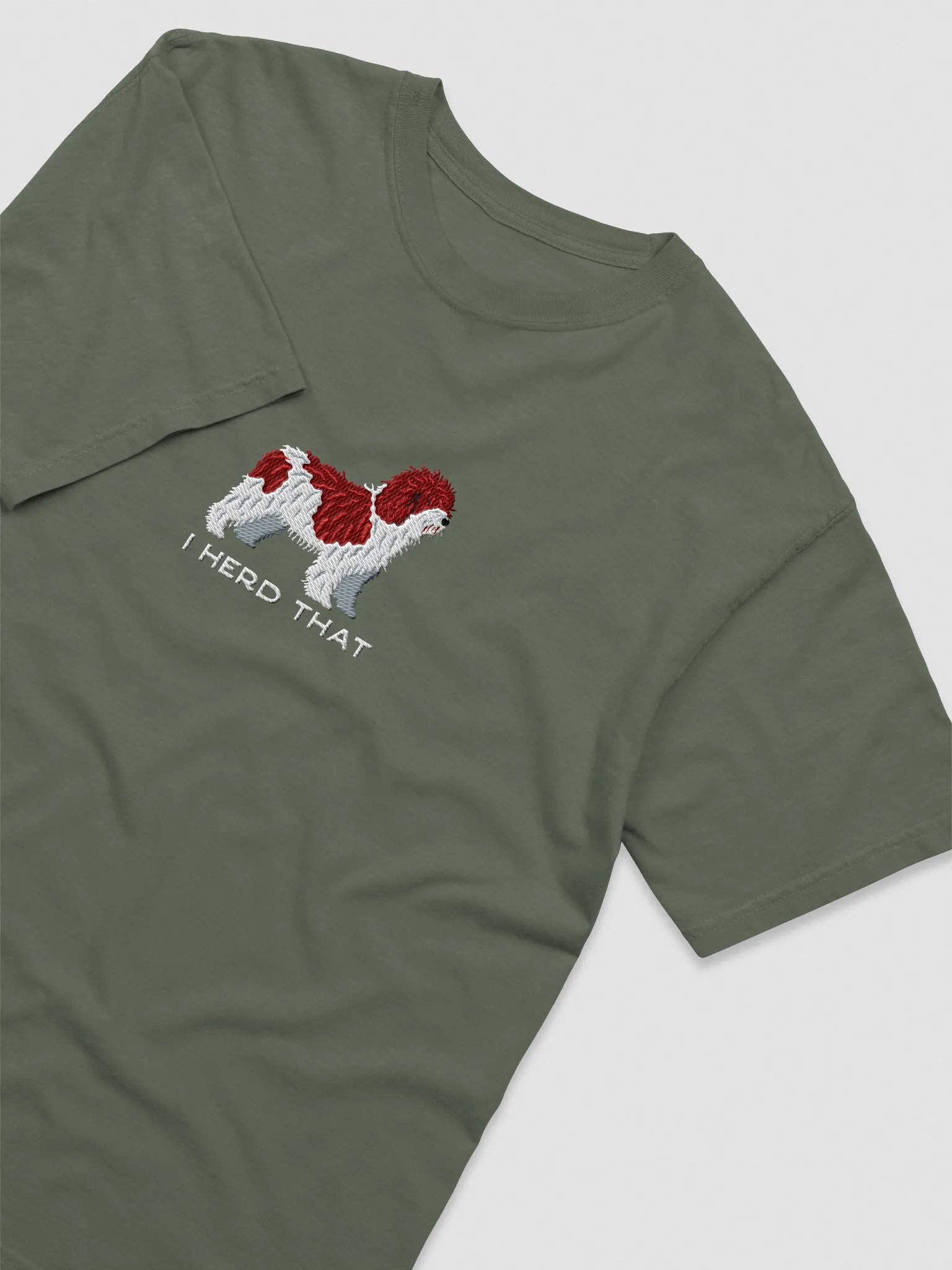 I Herd That T-Shirt(Embroidered) of a Spanish Water Dog(Chocolate & White) product image (6)
