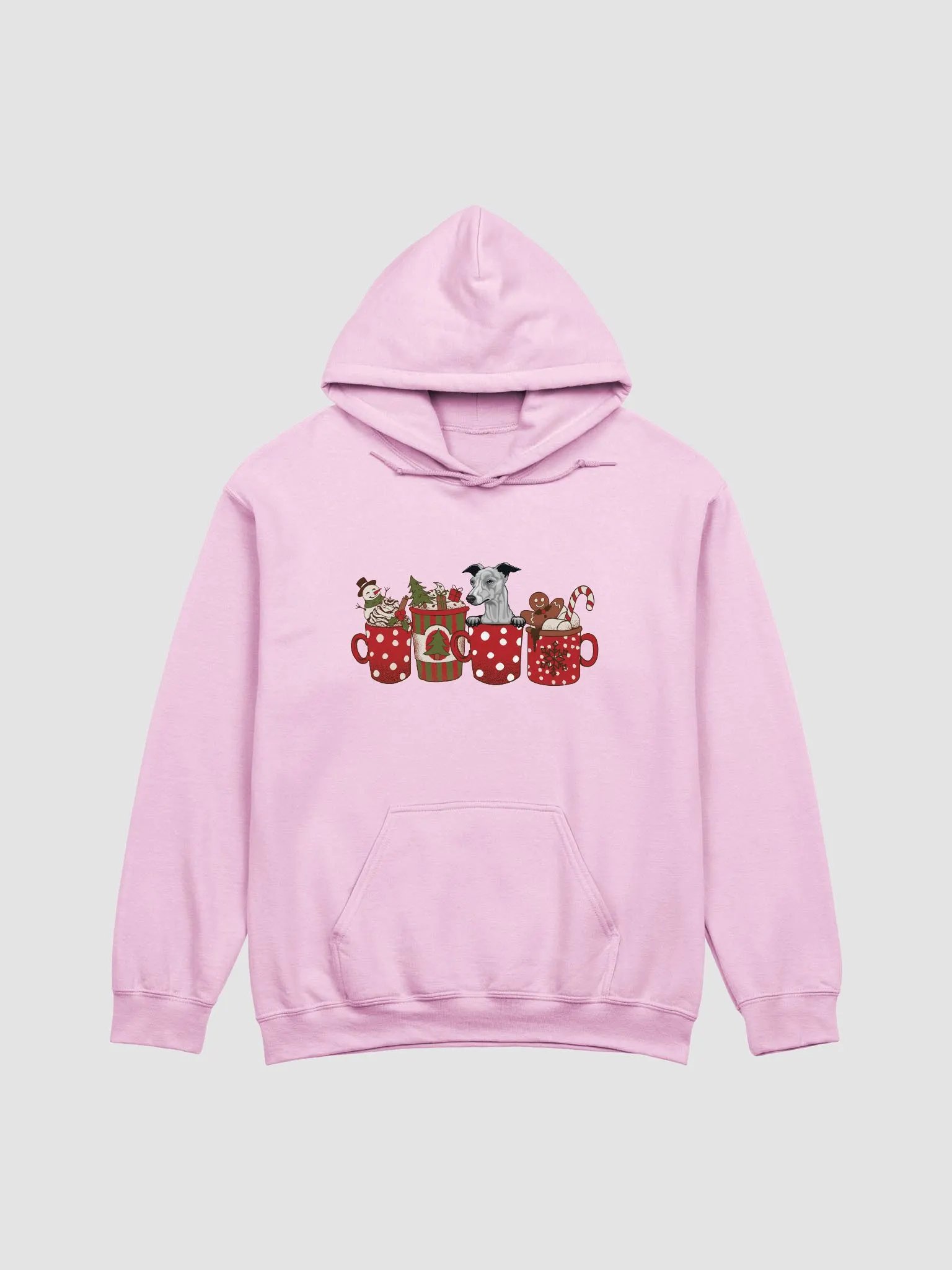 Cute Italian Greyhound(Blue) in a Christmas Cup Hooded Sweatshirt | Funny Christmas Iggy Pup in a Cup product image (9)