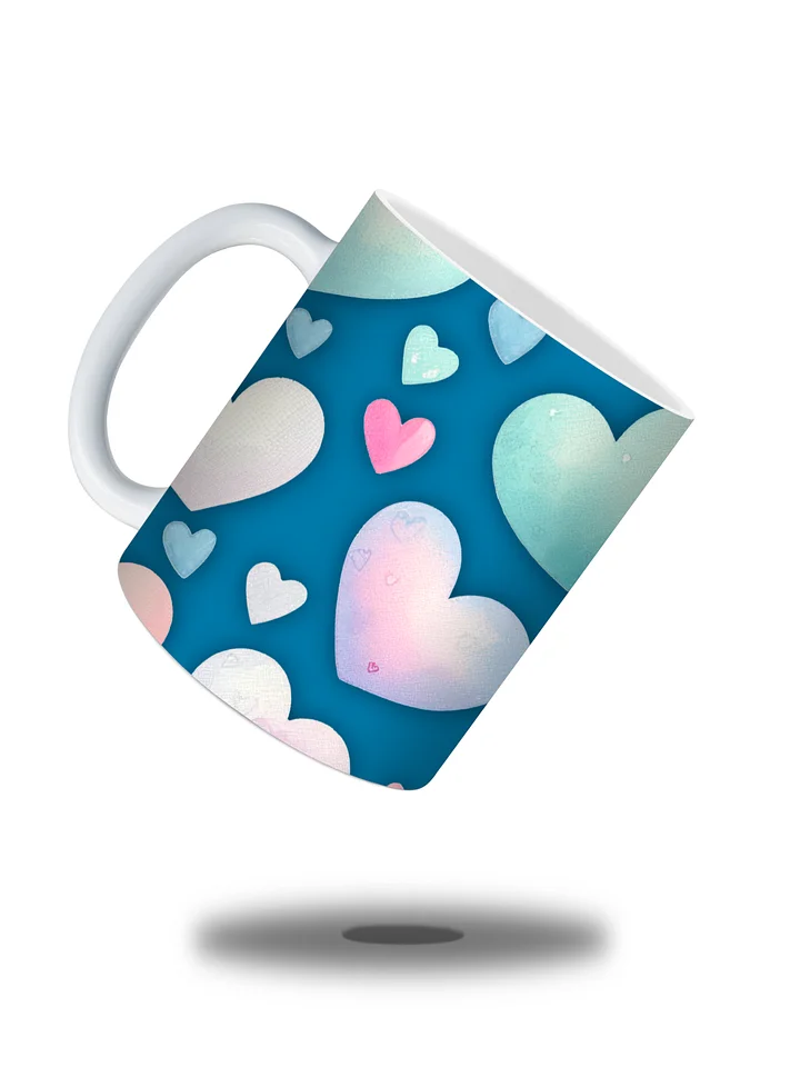 (Blue) Colorful Hearts 11oz Coffee Mug – Cute and Romantic Love-Themed Ceramic Cup – Perfect for Valentine's Day, Anniversaries, or Daily Use product image (2)