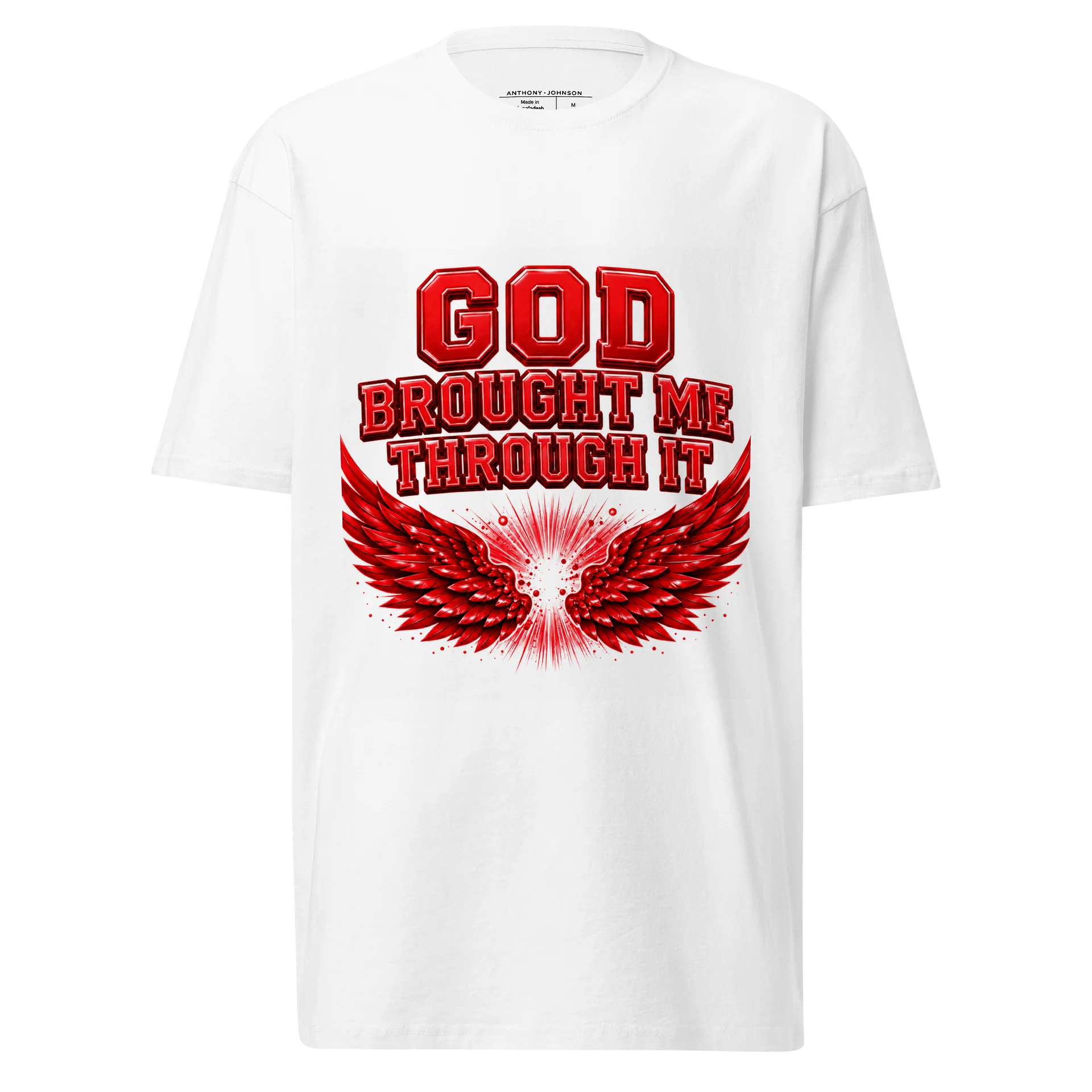 God Brought Me Through It White Tee — Red Wings Real Survivor Edition product image (1)