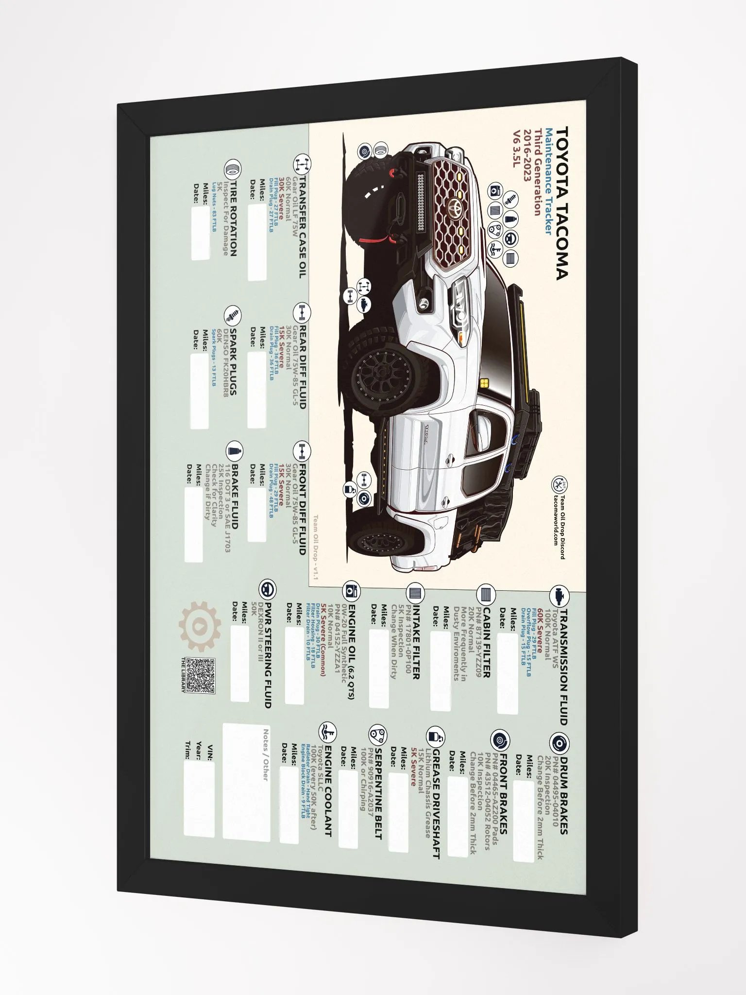 3RD GEN MAINTENANCE TRACKER V1.1 - White (Framed) product image (3)