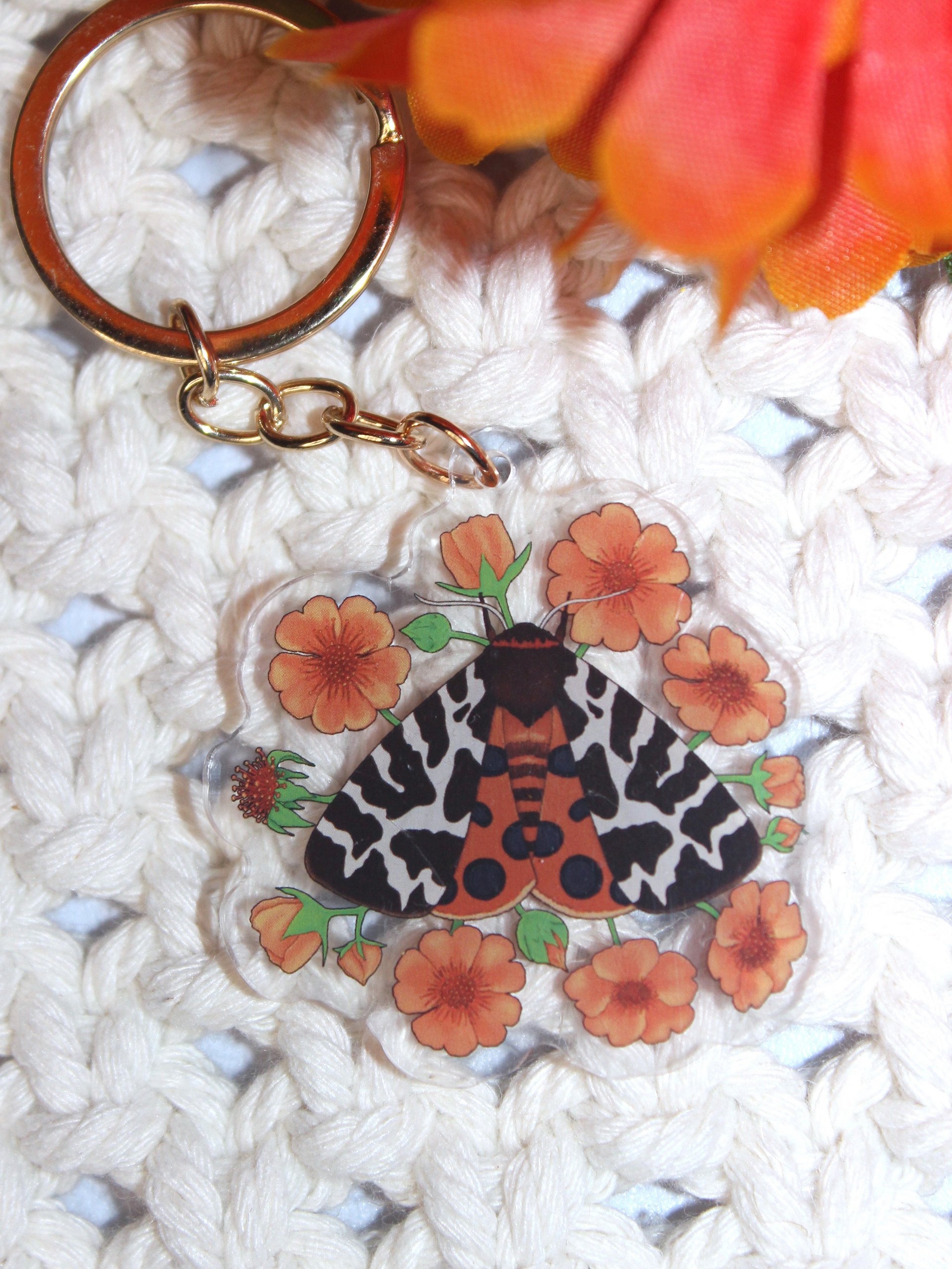 Floral Garden Tiger Moth Acrylic Keychain product image (1)