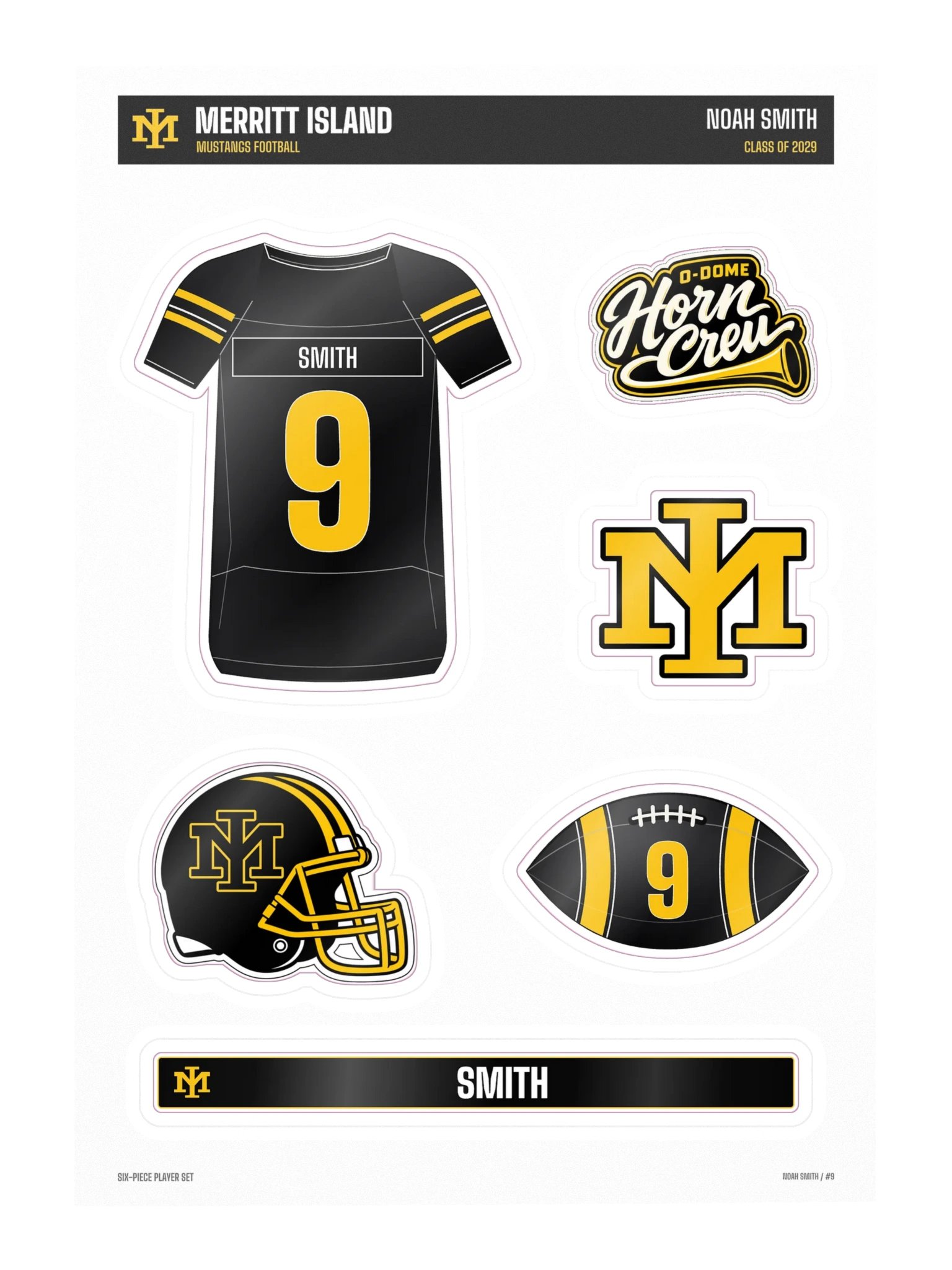 Noah Smith #9 — Mustangs Sticker Sheet product image (3)