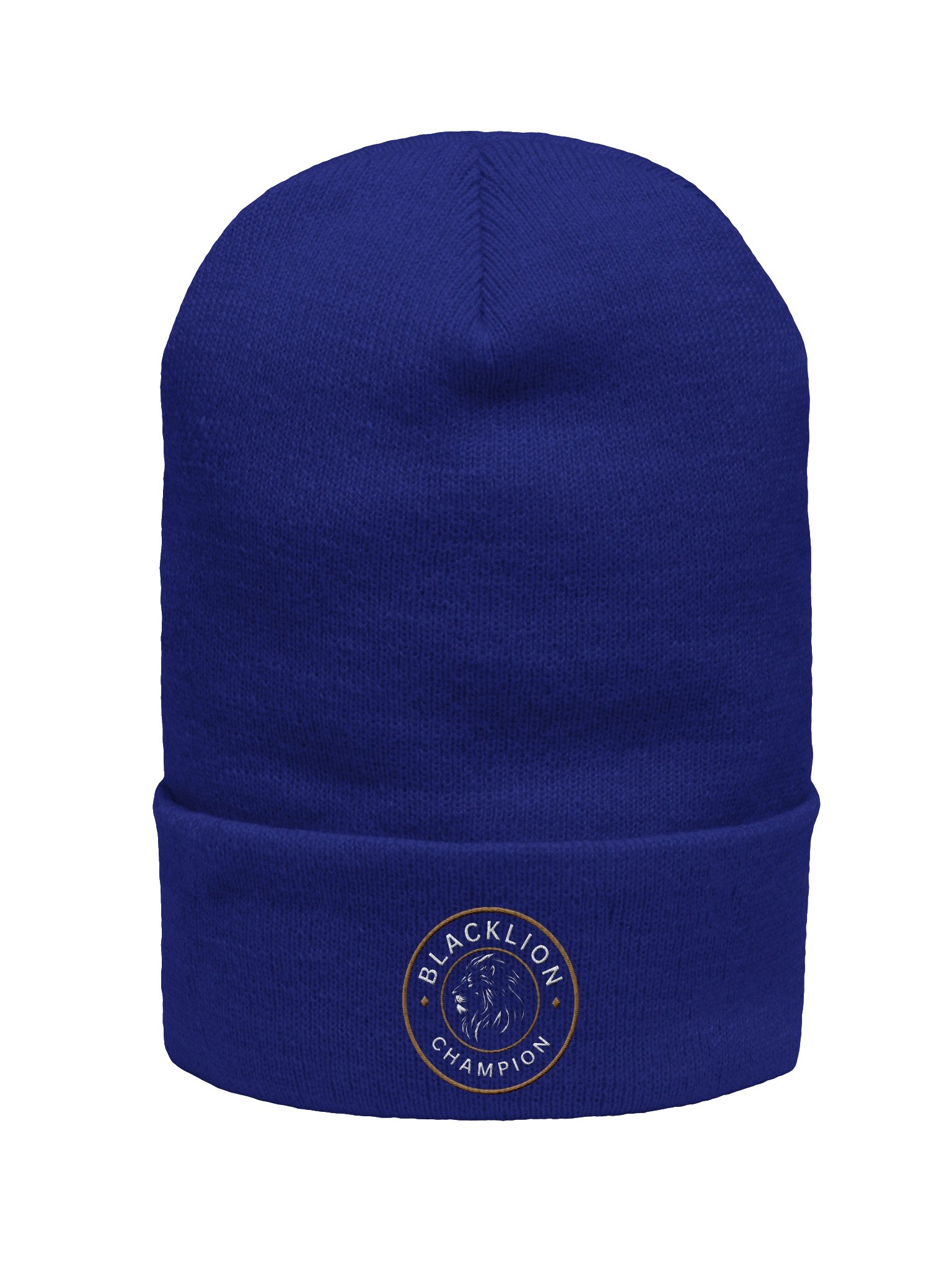 Black Lion "Champion" Embroidered Crest Cuffed Beanie – Premium Knit Streetwear Headwear product image (1)