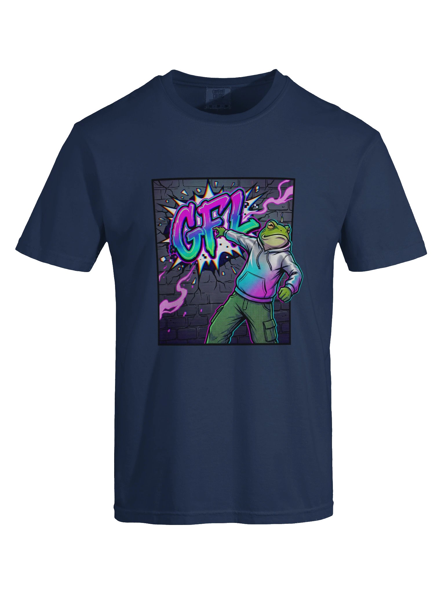 Y2K Glitch GFL Frog - Chromatic Graffiti Bomber Tee product image (17)