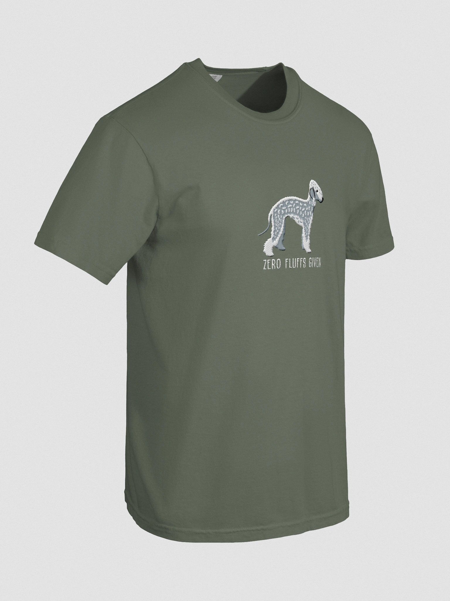 Zero Fluffs Given T-Shirt(Embroidered) of a Bedlington Terrier(Blue) product image (11)