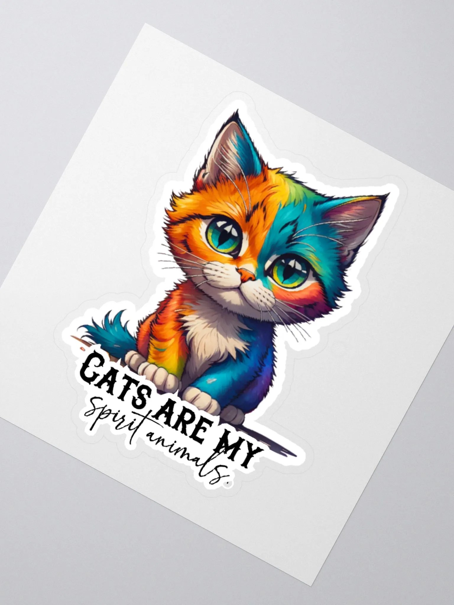 Kawaii Cat Sticker-Colorful Cat Sticker-Cat Lover Sticker-Rainbow Cat Sticker product image (6)