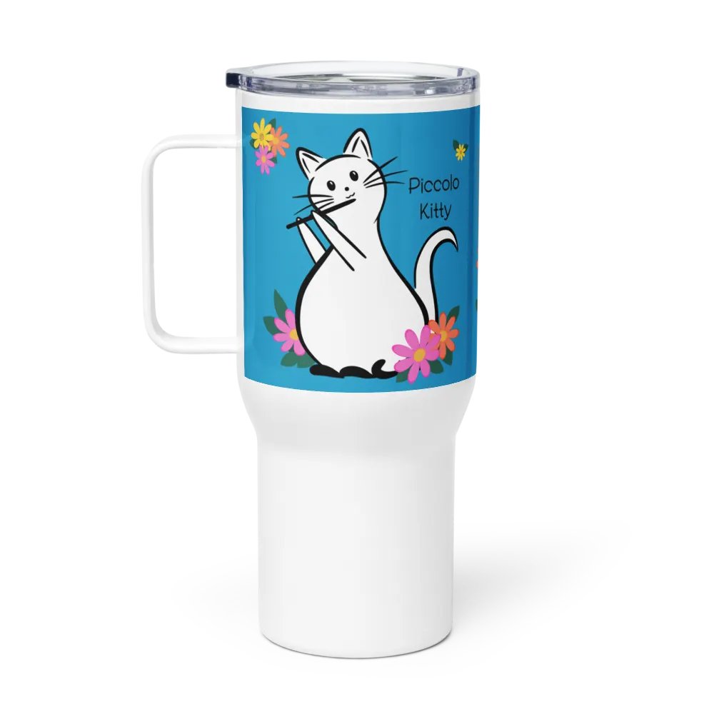 Flute Kitty Travel Mug w handle - Piccolo product image (1)