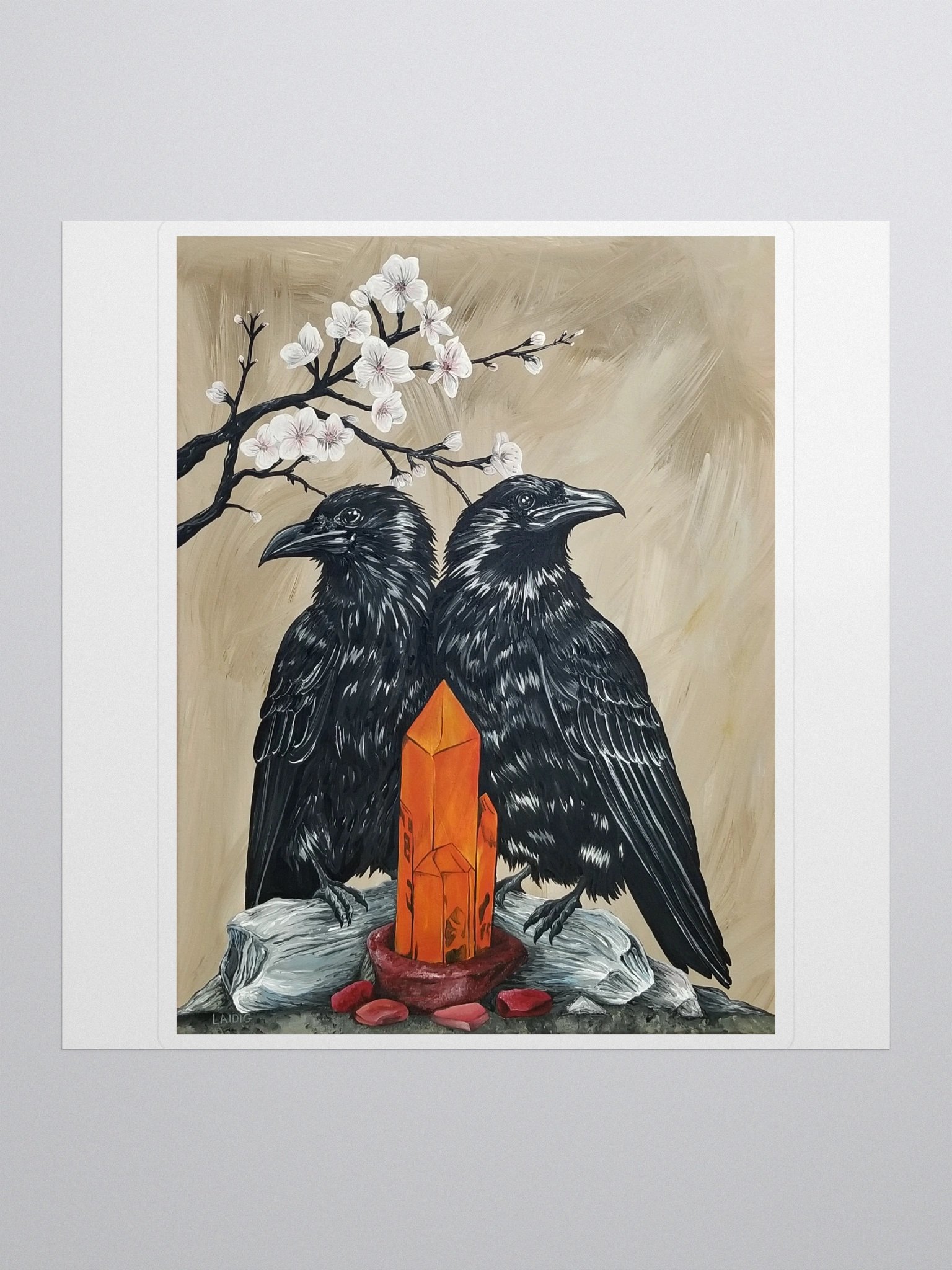 Tangerine quartz with ravens vinyl sticker product image (1)