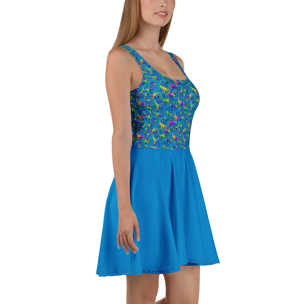 Colorful Dinosaur Skater Dress product image (3)