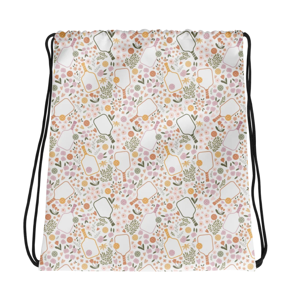 Floral Pickleball Drawstring Backpack product image (2)