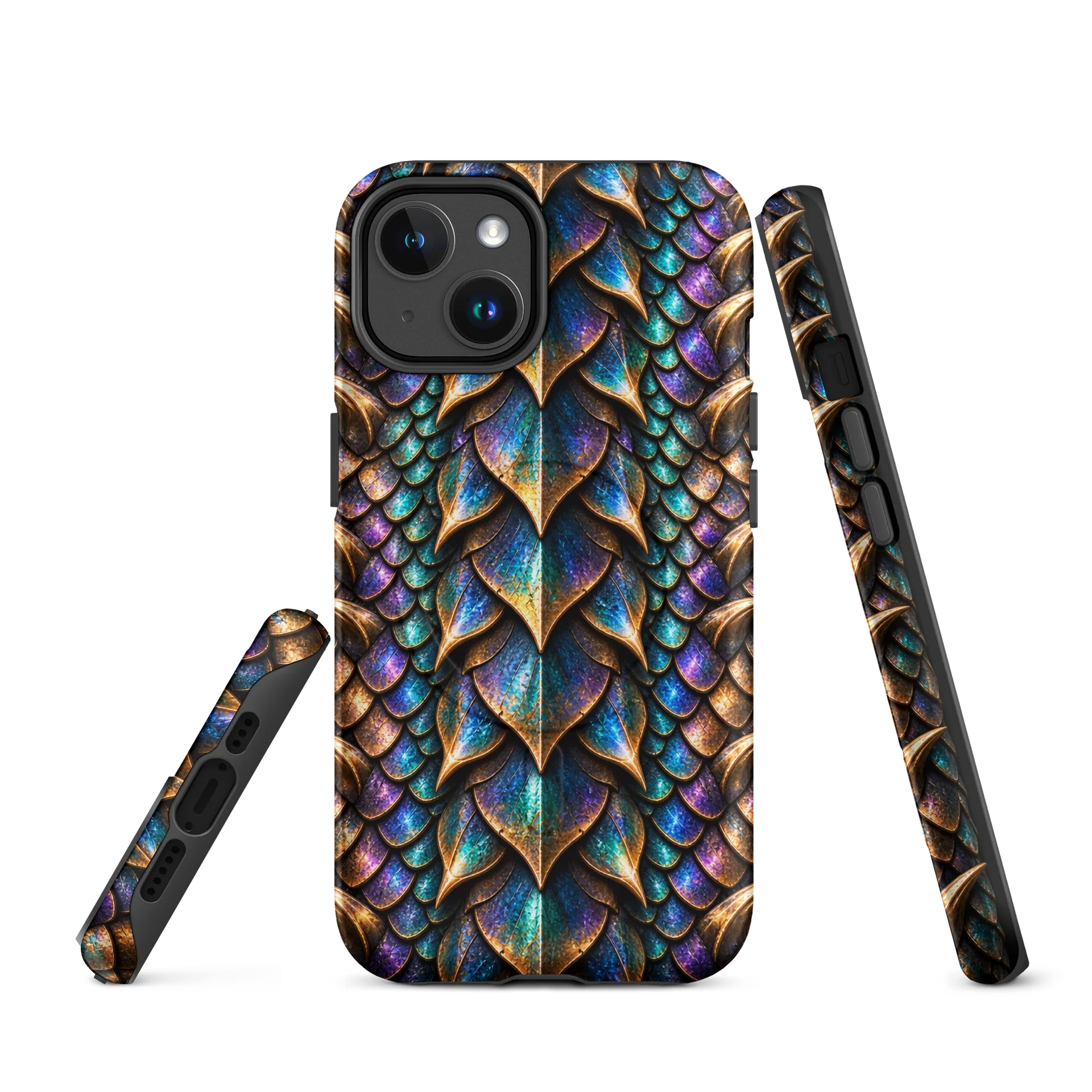 Cosmic Dragon Scales - MagSafe Tough iPhone Case - Colorful Fantasy Dragon Design product image (1)