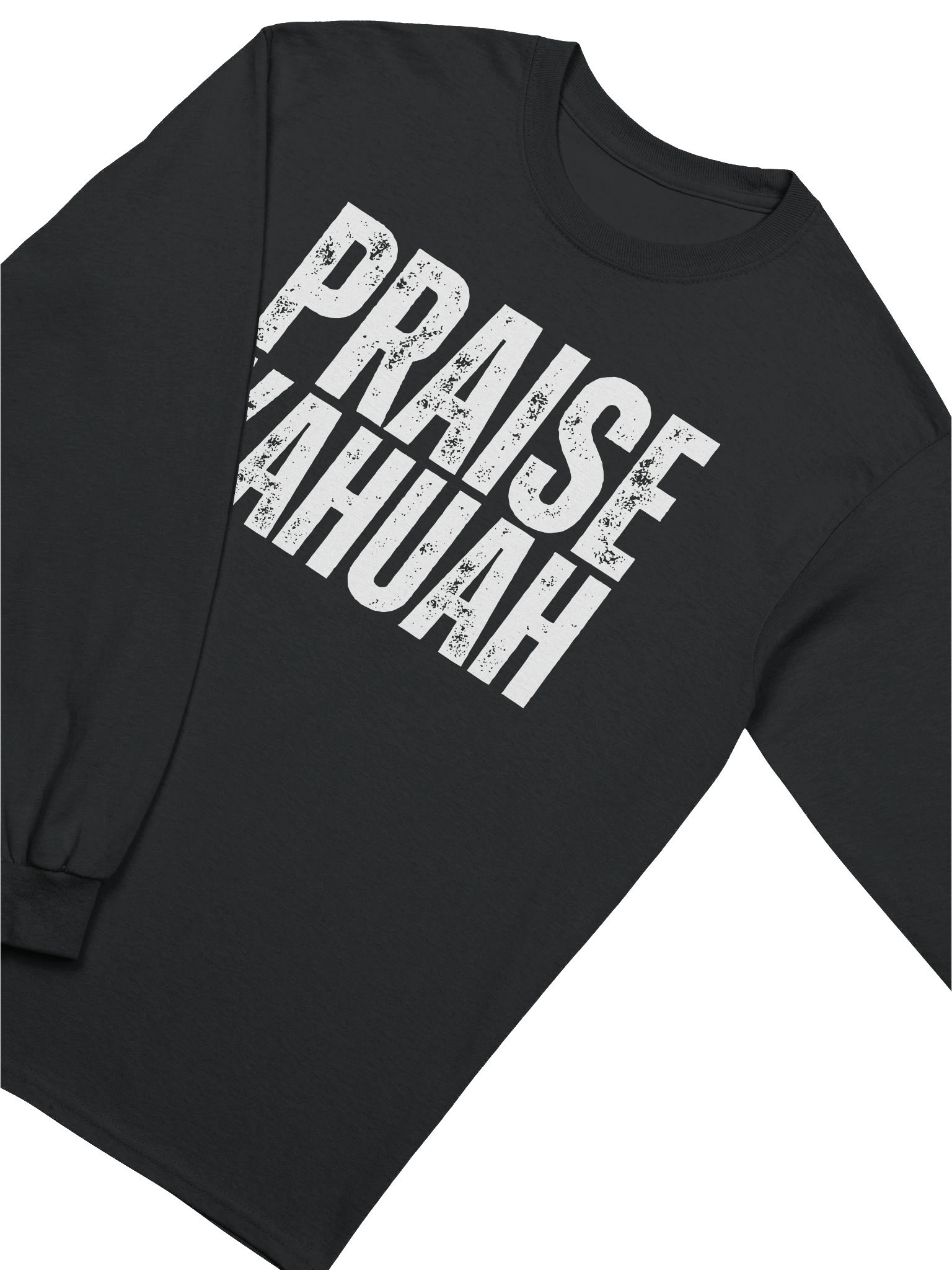PRAISE YAHUAH Distressed Long Sleeve Shirt | Vintage Style Hebrew Faith Apparel product image (3)