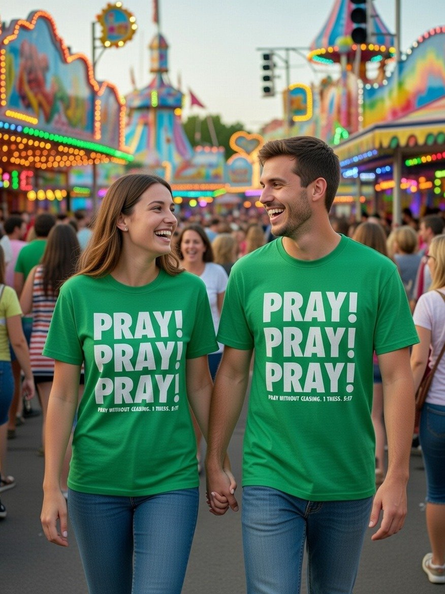PRAY PRAY PRAY T-Shirt – 1 Thessalonians 5:17 Bible Verse Bold Christian Faith Tee product image (2)