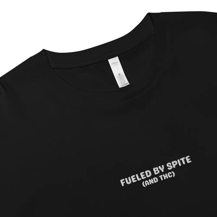 FUELED BY SPITE (white thread) embroidered cotton crop top product image (2)