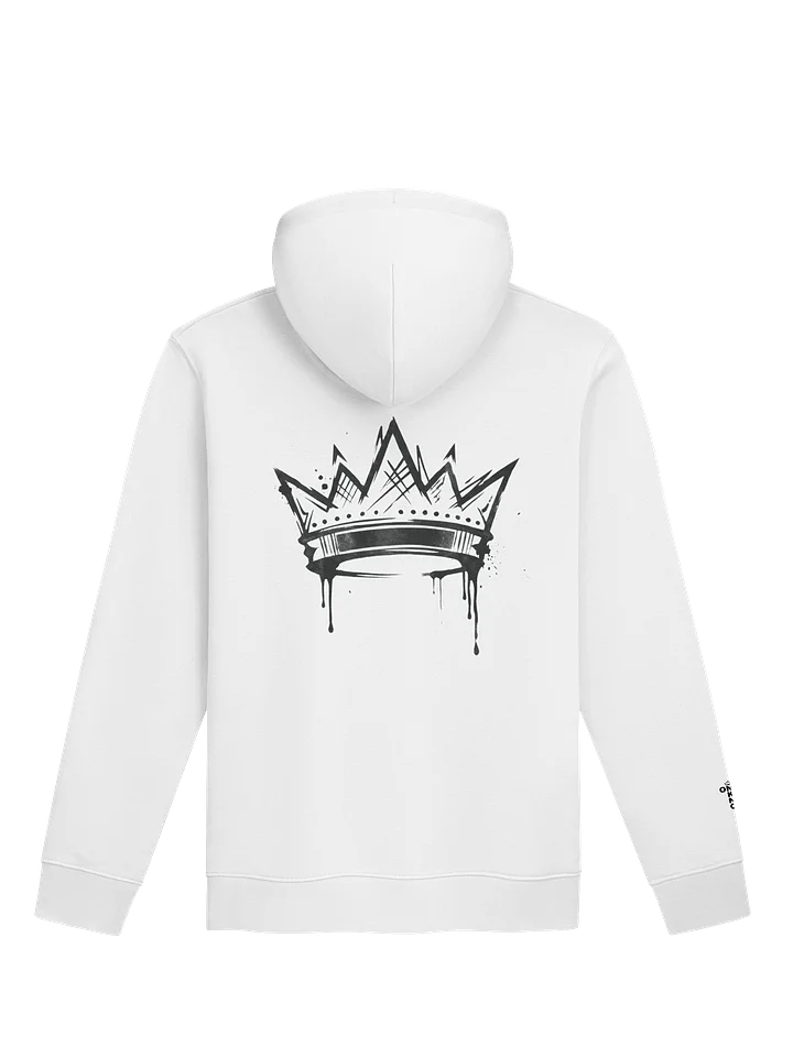 ONE KING True Crown 100% Organic Cotton Premium Street Hoodie with embroidered sleeve logo black print product image (1)