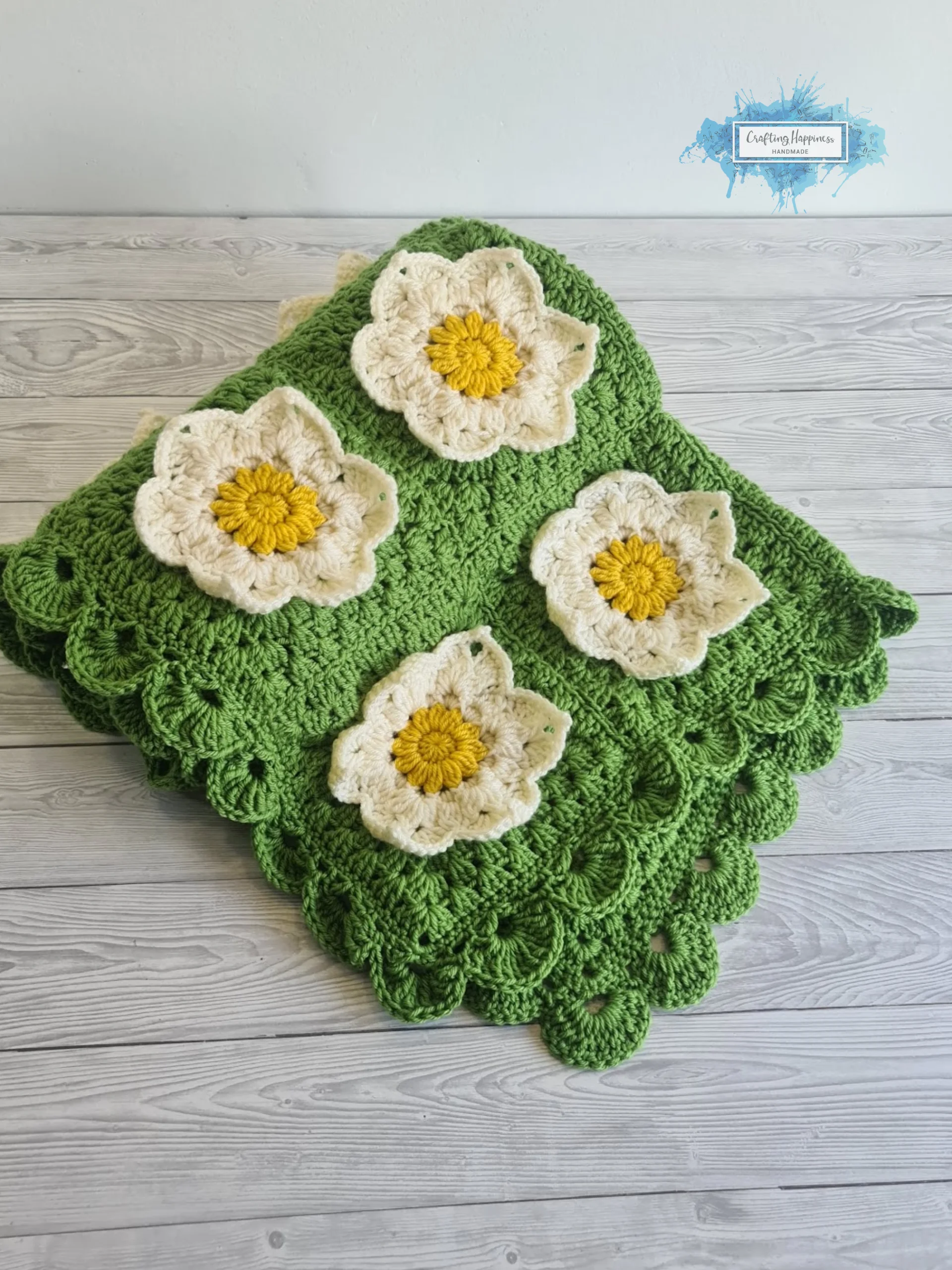Waterlily Crochet Baby Blanket Pattern | Granny Square, Flower Lapghan (PDF Pattern) product image (4)