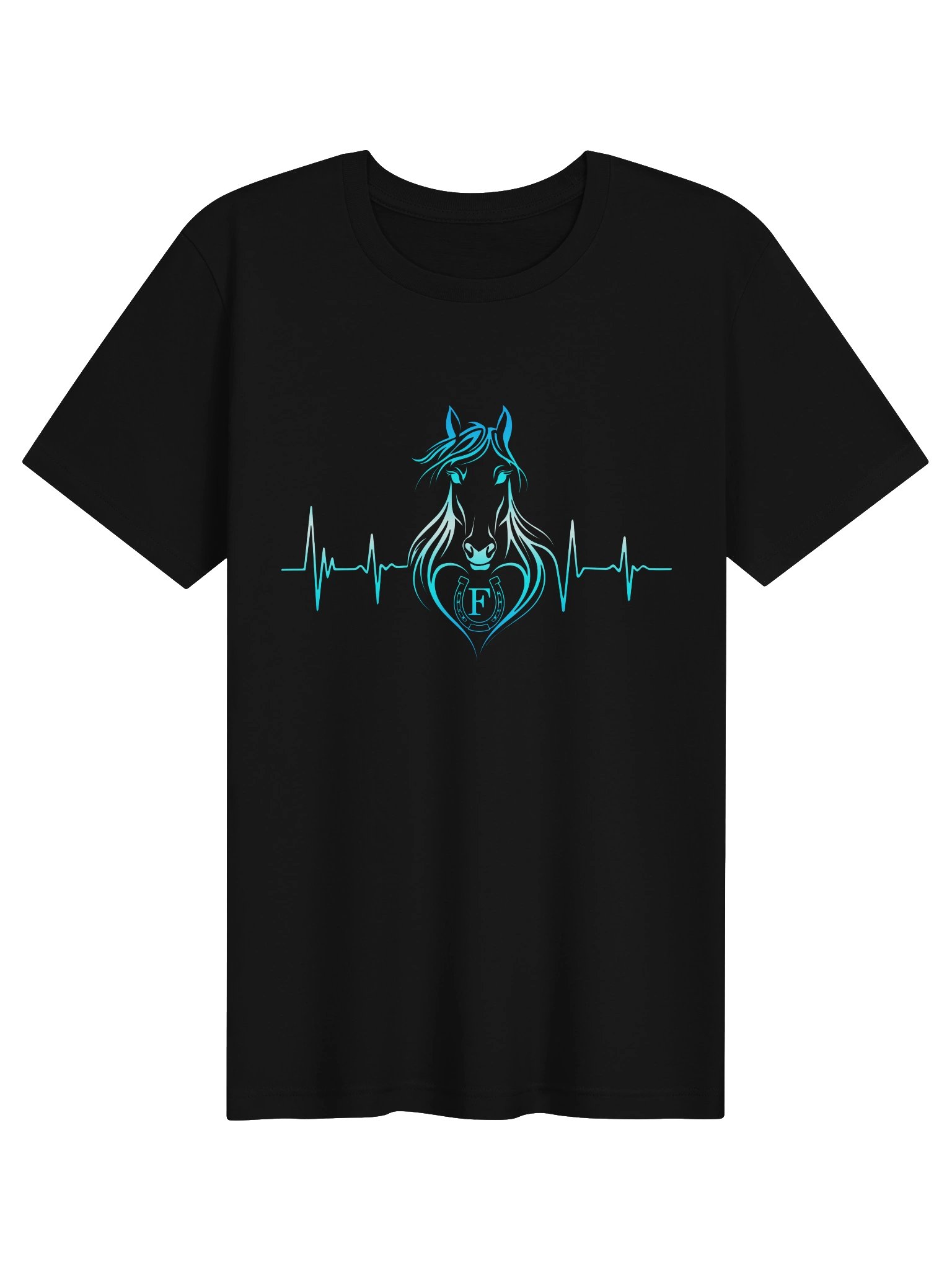 Personalized Horse Heartbeat T-Shirt with Letter F | Unisex Equestrian Gift product image (1)