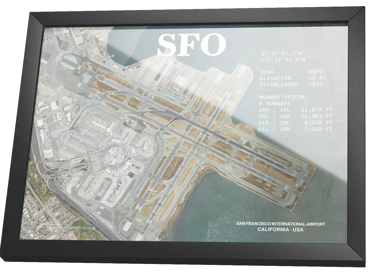 SFO - San Francisco International Airport Framed Aerial Print product image (7)