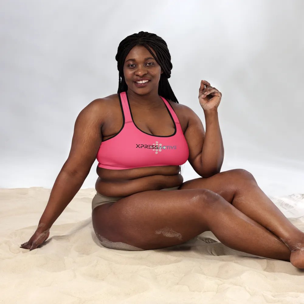 XPRESSACTIVE Pink All-Over Print Padded Sports Bra product image (8)