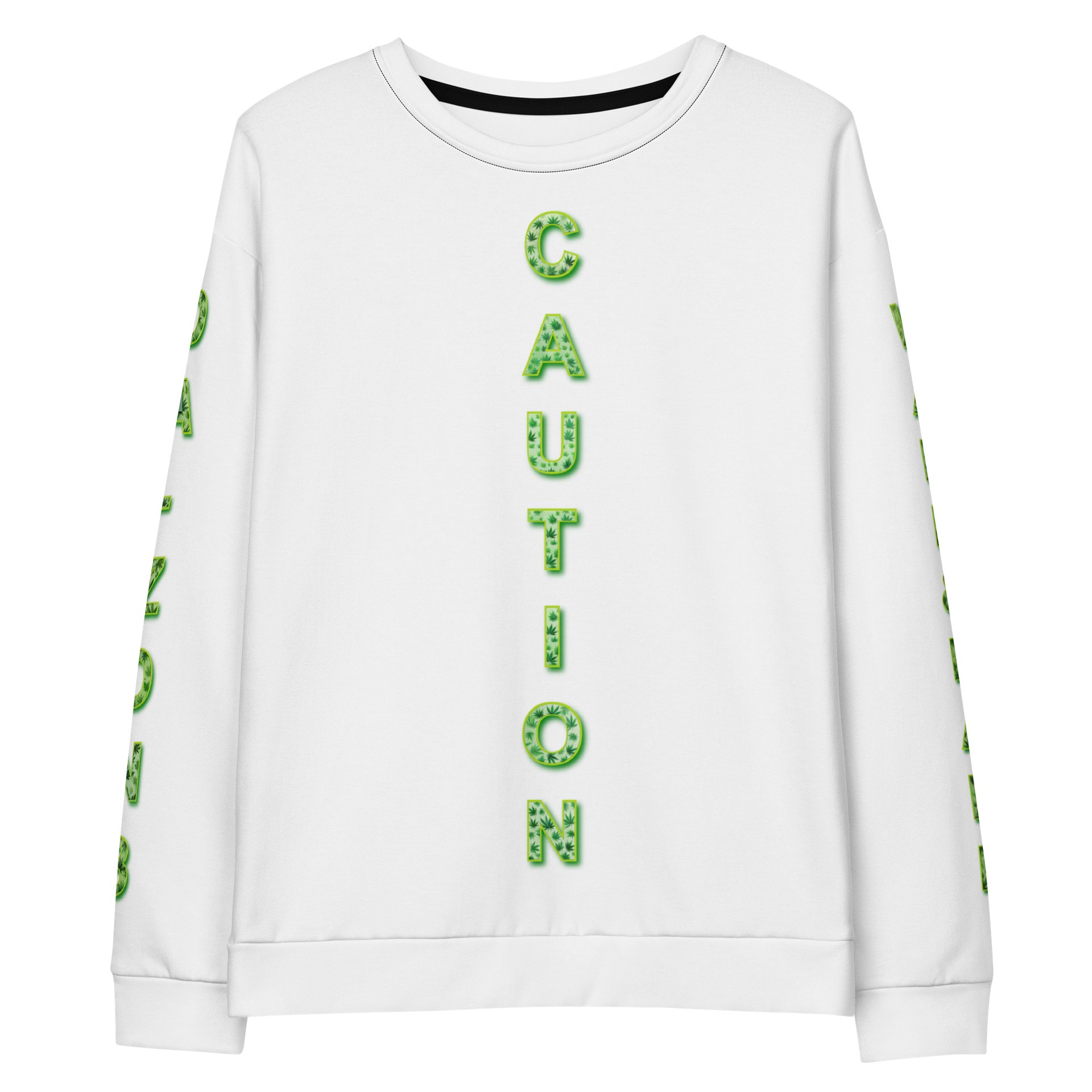 Caution Cannabis All-Over Print Sweatshirt product image (1)