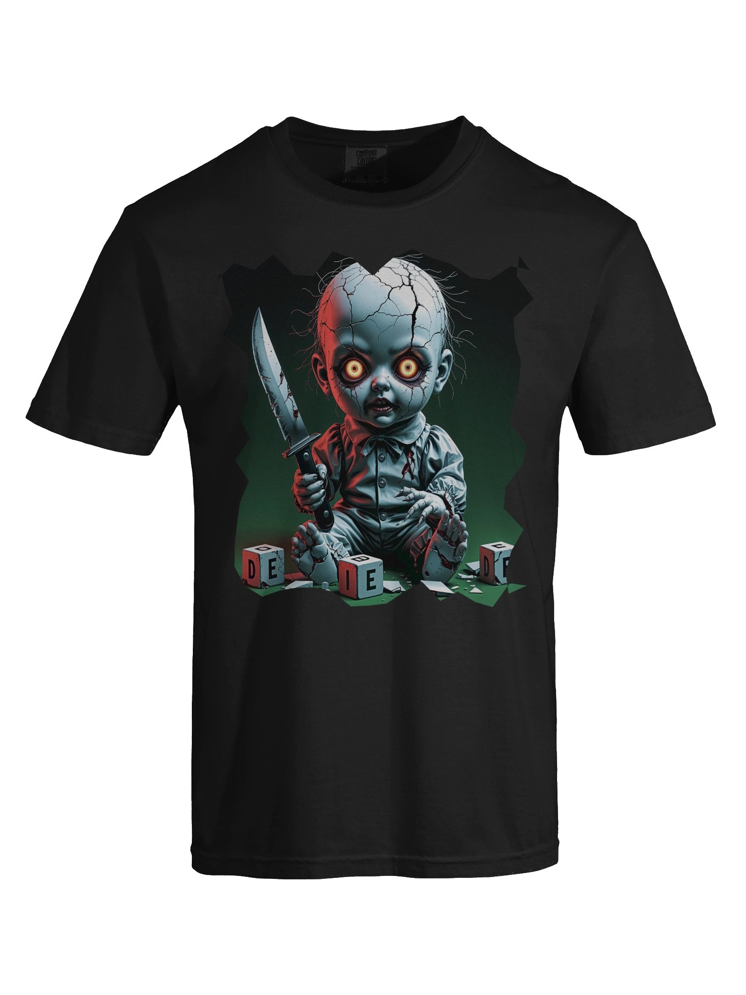 Creepy Doll Knife Tee – Happy Hallowicked Edition product image (4)