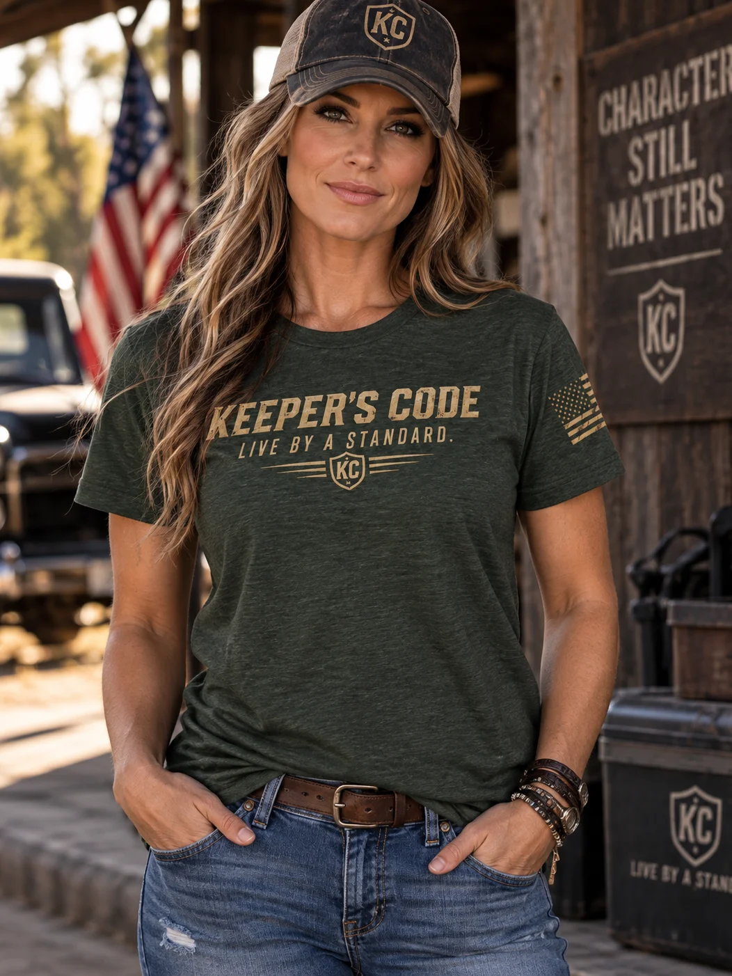 Keeper’s Code™ Women’s Freedom Has a Code Eagle Patriotic T-Shirt product image (1)