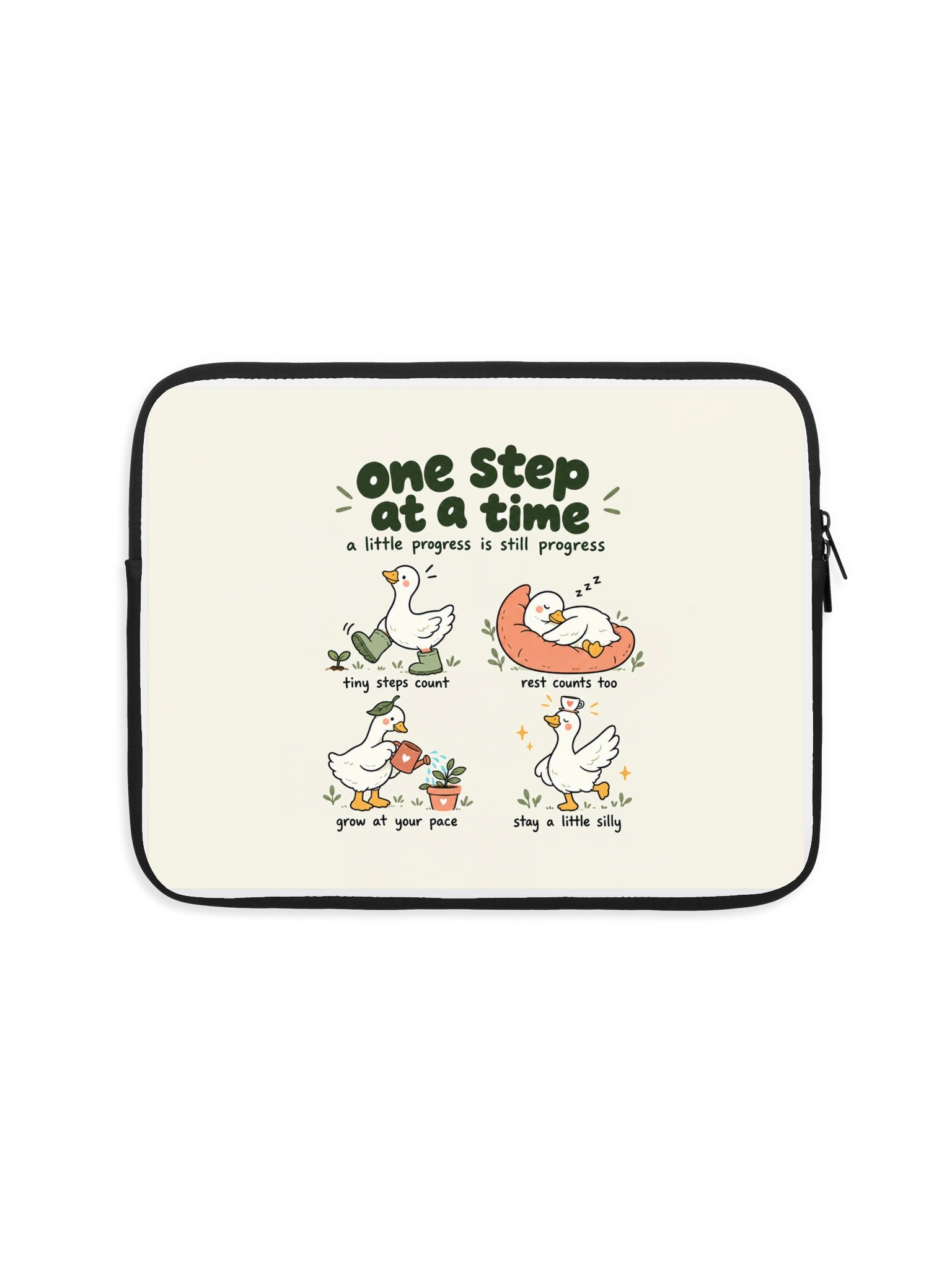 One Step at a Time — Cute Goose Laptop Sleeve product image (2)