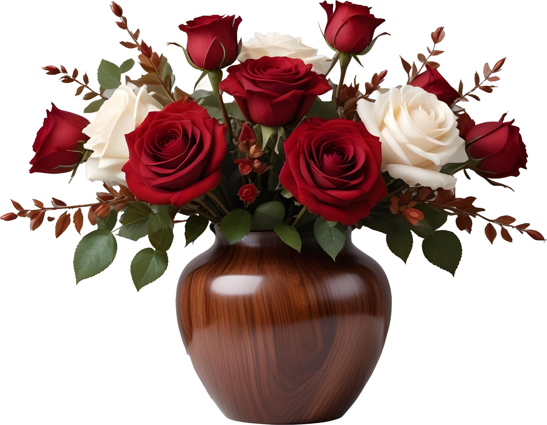 Rustic Harmony – Wood-Grain Rose Vase PNG product image (1)