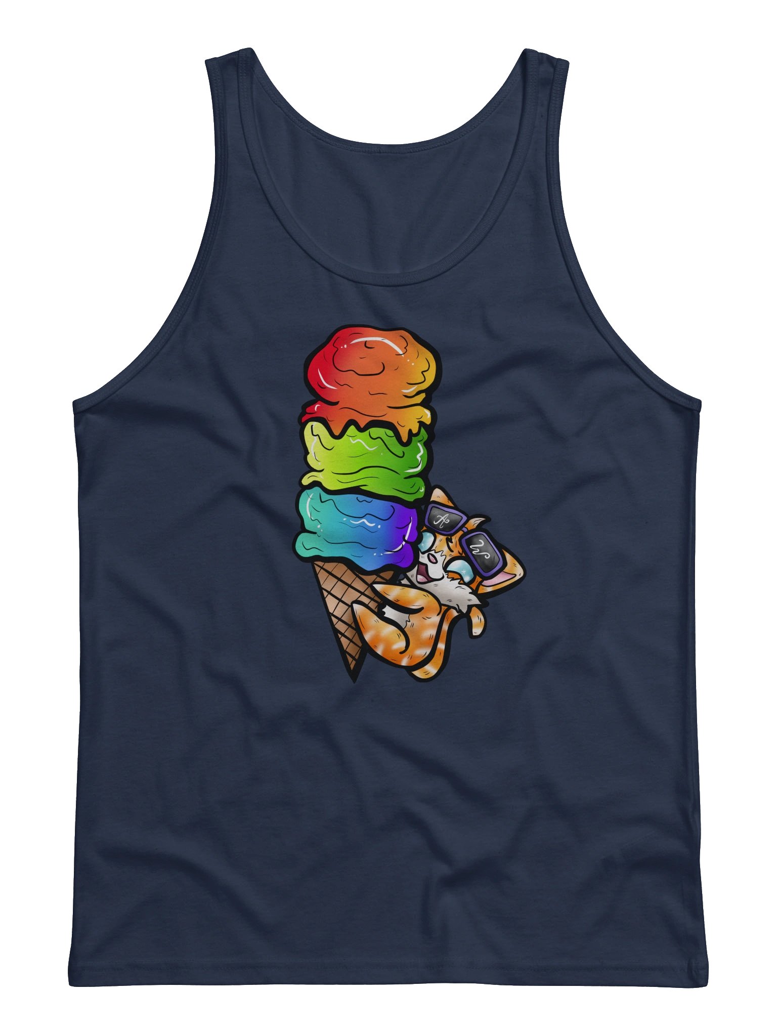 Arcade Warrior Rainbow Ice Cream Cat Logo Men's Tank Top product image (6)