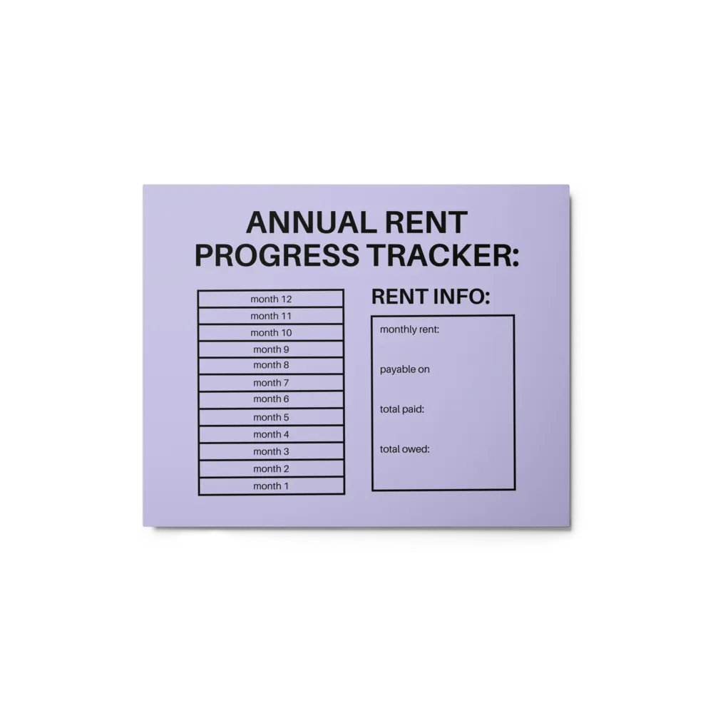ANNUAL RENT TRACKER (black design 6) product image (1)