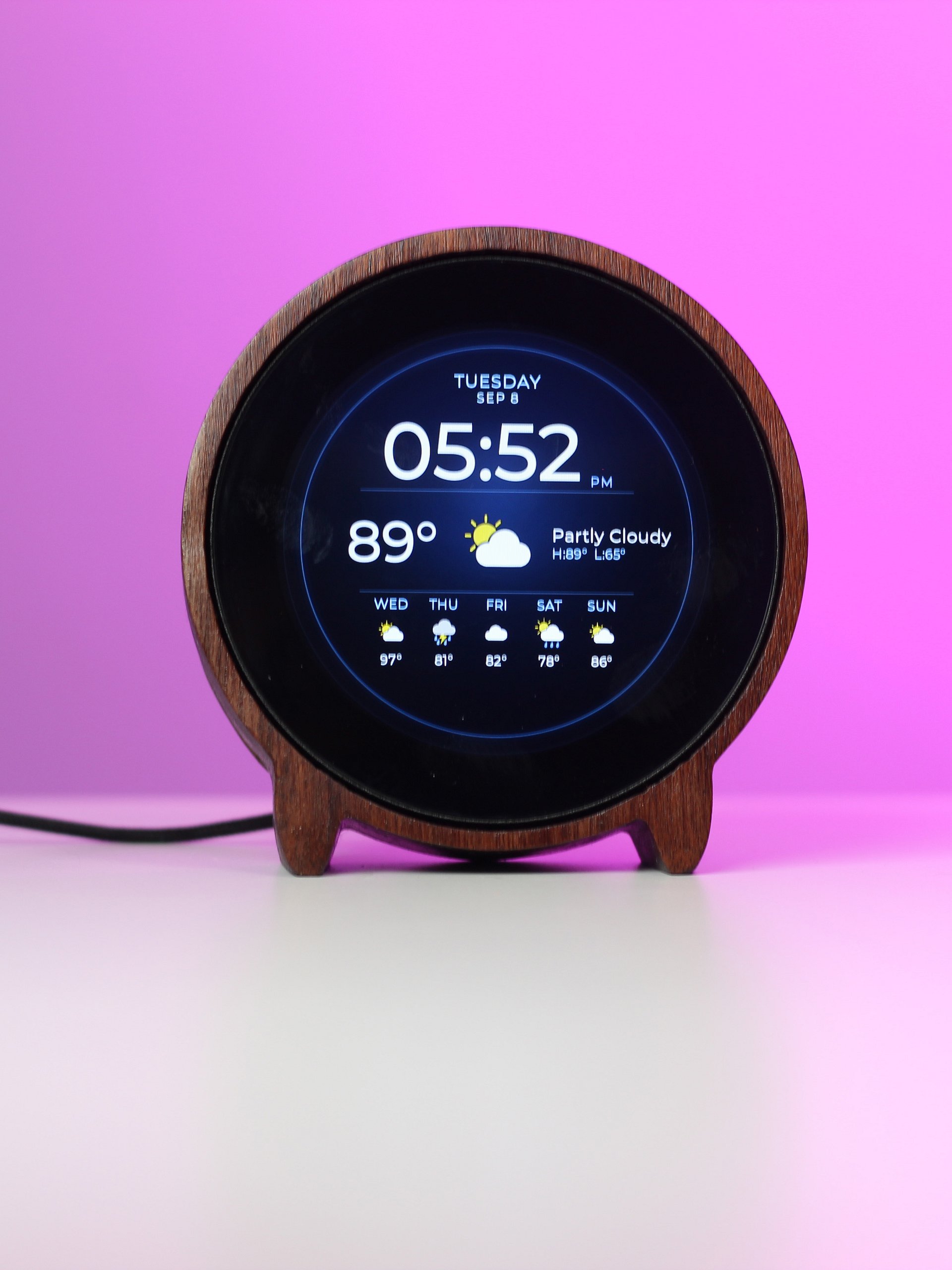 Round Weather Clock — Classic Wood product image (3)