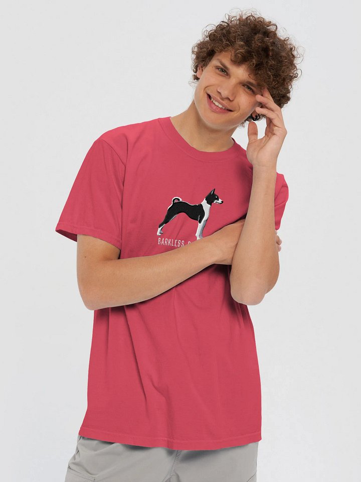 Barkless Romantic T-Shirt(Embroidered) of a Basenji(Black & White) product image (2)