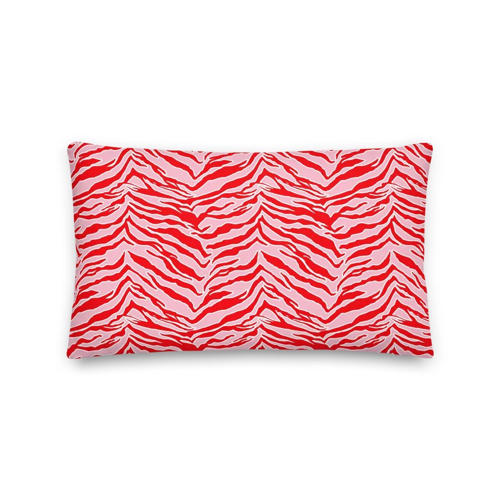 Tiger Print Red and Pink Throw Pillow product image (2)
