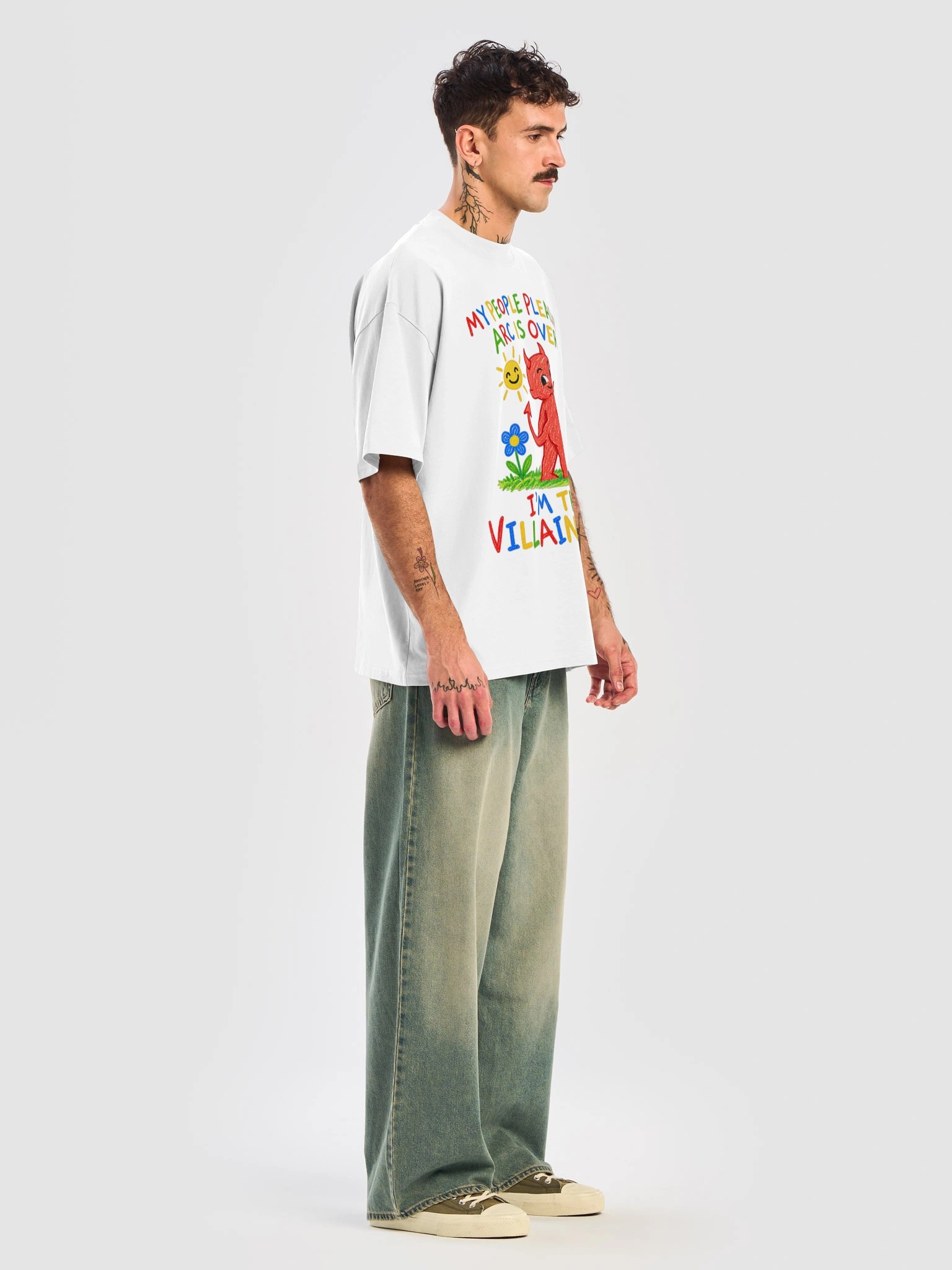T-Shirt Unisexe Oversize Coton Bio Poids Lourd - I'M THE VILLAIN NOW product image (5)