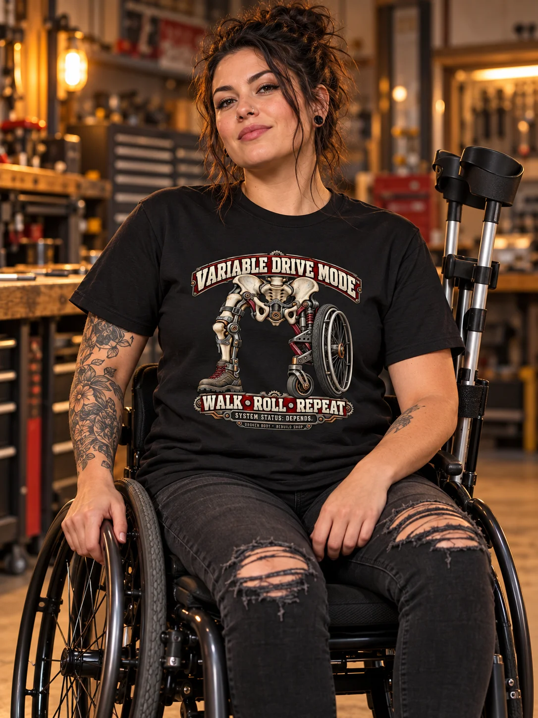 Wheelchair User Shirt — Variable Drive Mode Ambulatory Wheelchair Tee | Rebuild Shop product image (1)
