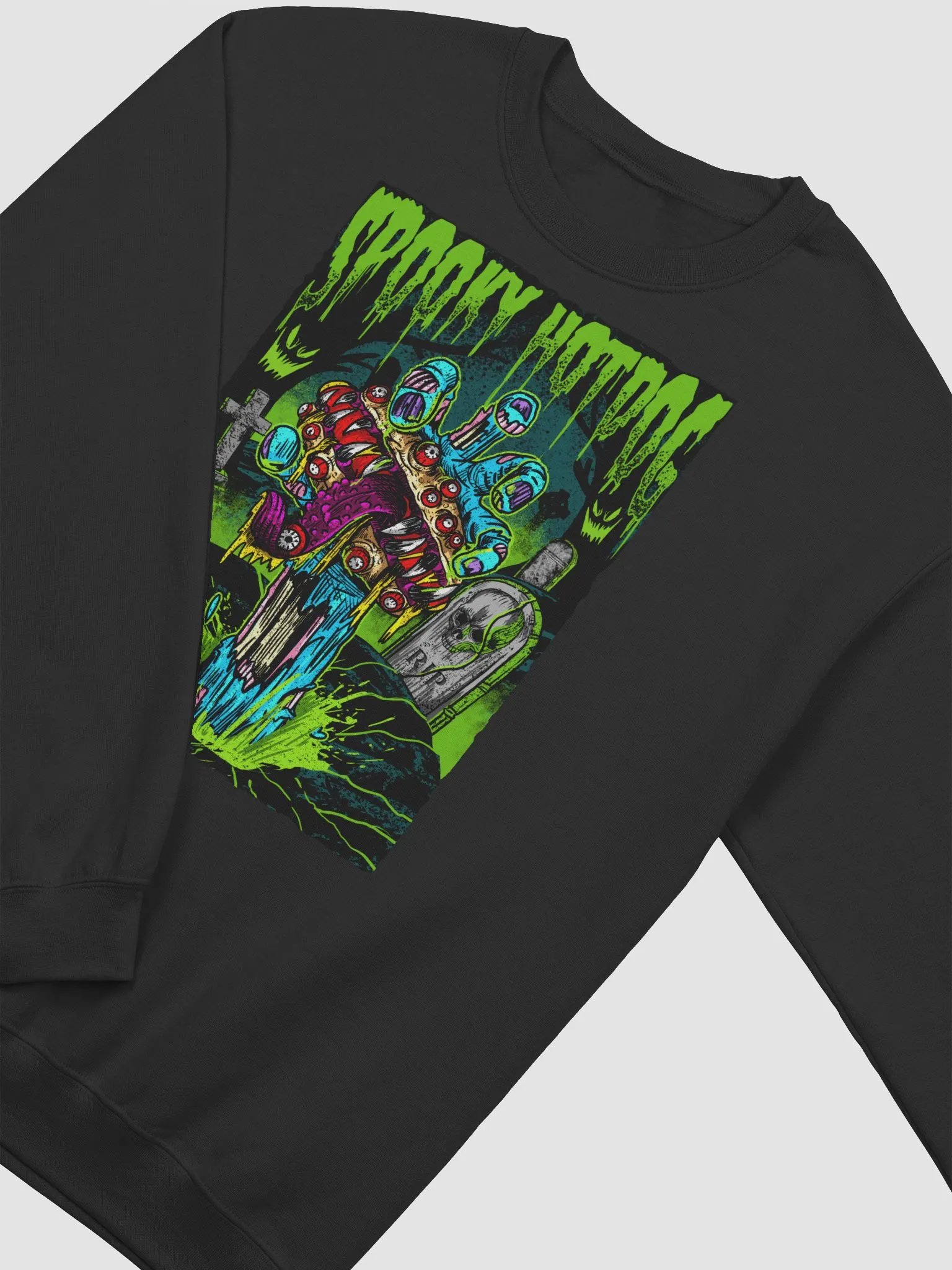 Spooky Hotdog Creature Feature Crew Neck Sweatshirt product image (4)