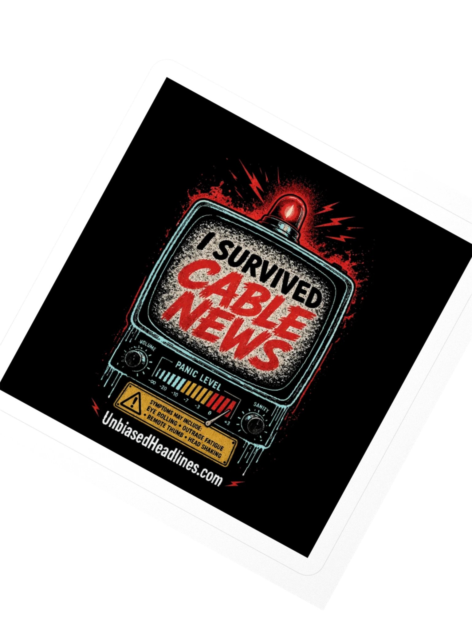 I Survived Cable News (TV Panic-Meter) Sticker product image (2)